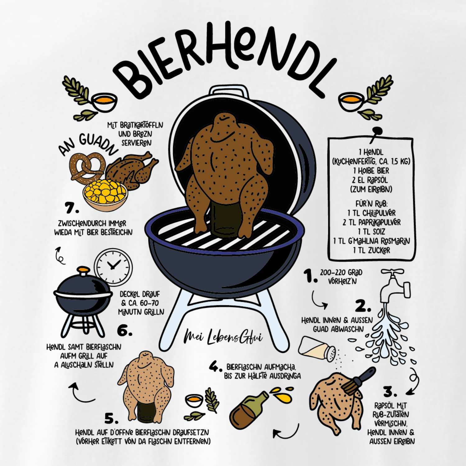 Herren Rezept T-Shirt "Bierhendl"