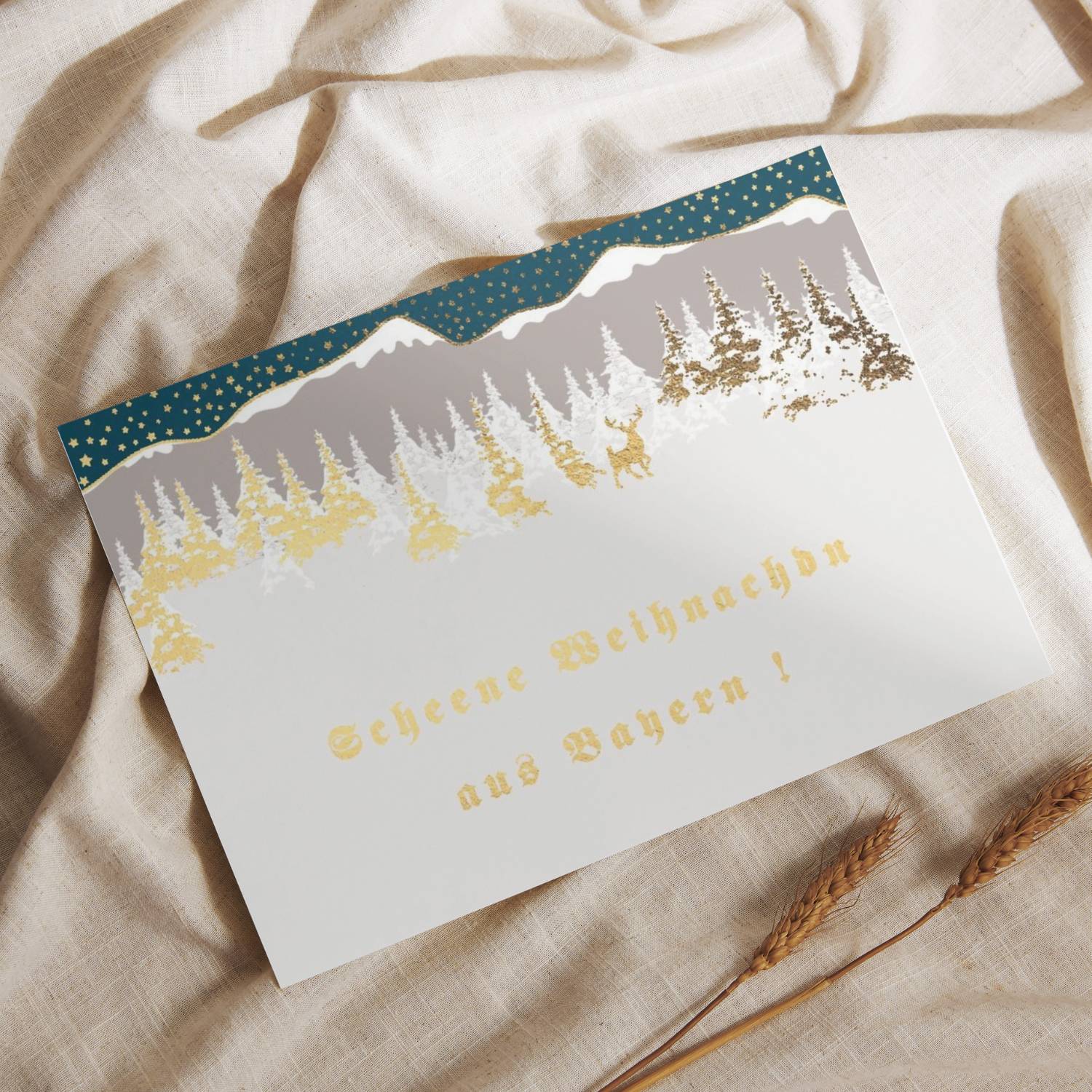 Glückwunschkarte "Scheene Weihnachdn"