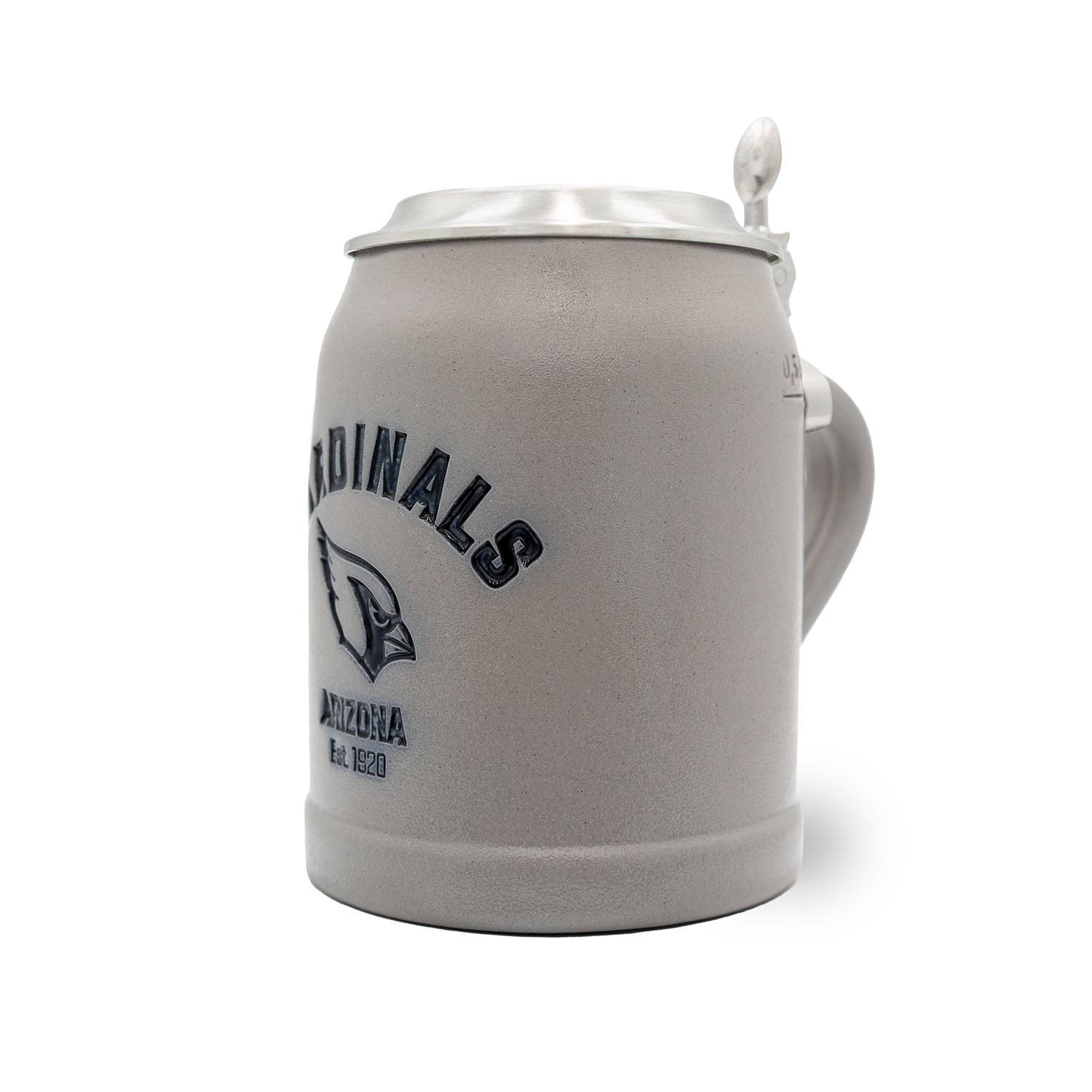Traditioneller Bierkrug mit Arizona Cardinals Logo, optional graviertem Zinndeckel, aus Steinzeug, 0,5 Liter.