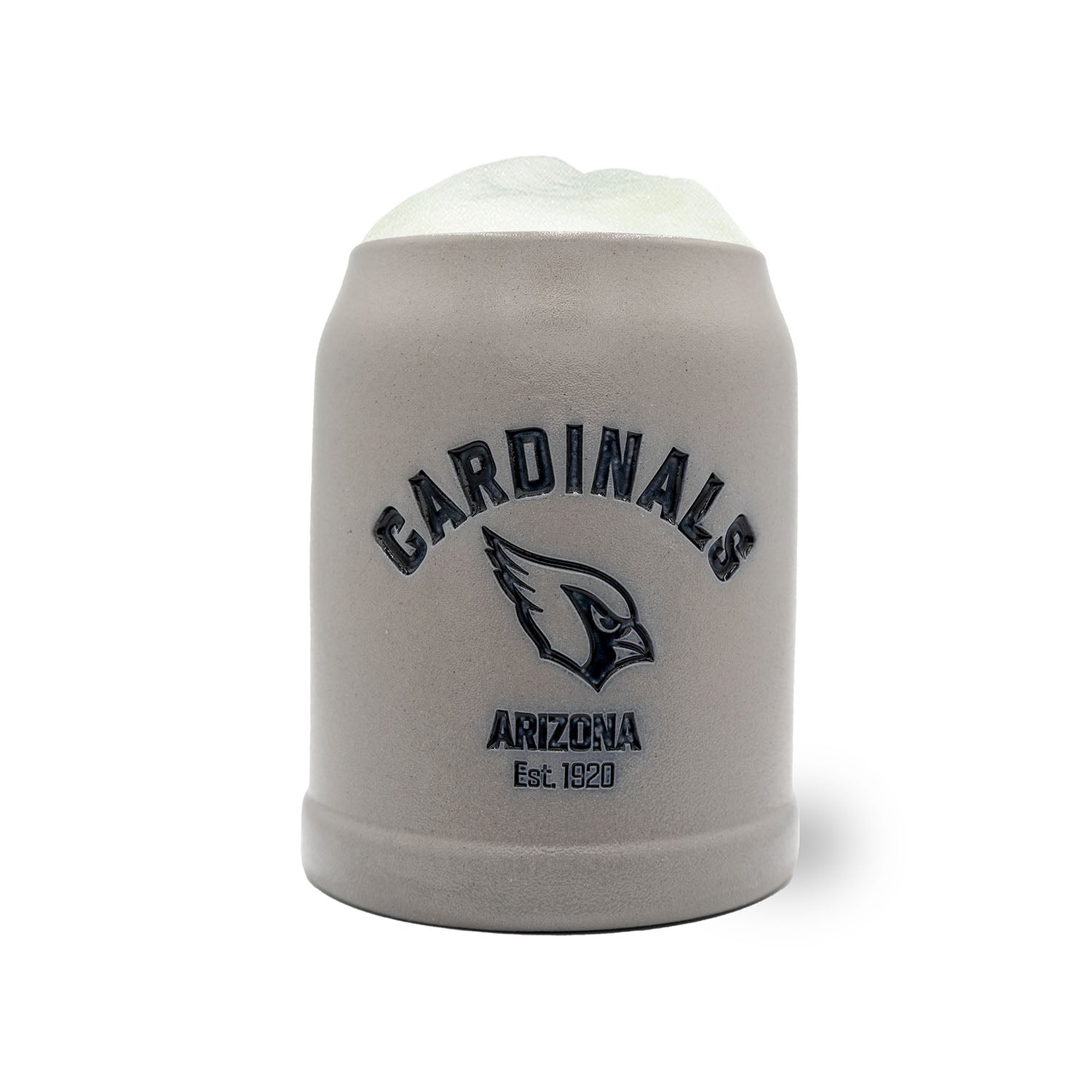 Traditioneller Bierkrug mit Arizona Cardinals Logo, aus Steingut, mit Henkel, optional personalisierbar, 0,5 l.