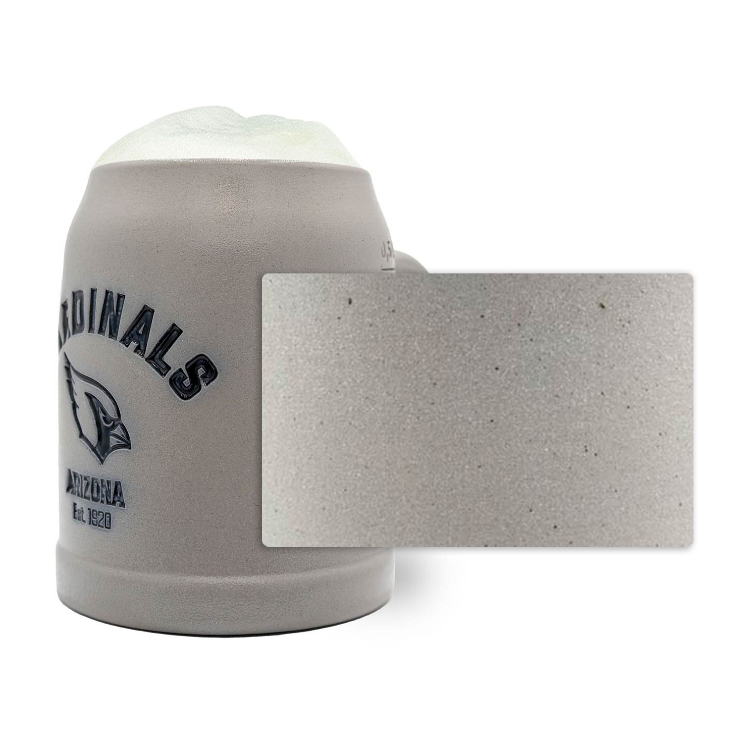 Handgefertigter Steinkrug mit Arizona Cardinals-Logo, optional graviert, mit Zinndeckel, 0,5 L Fassungsvermögen.