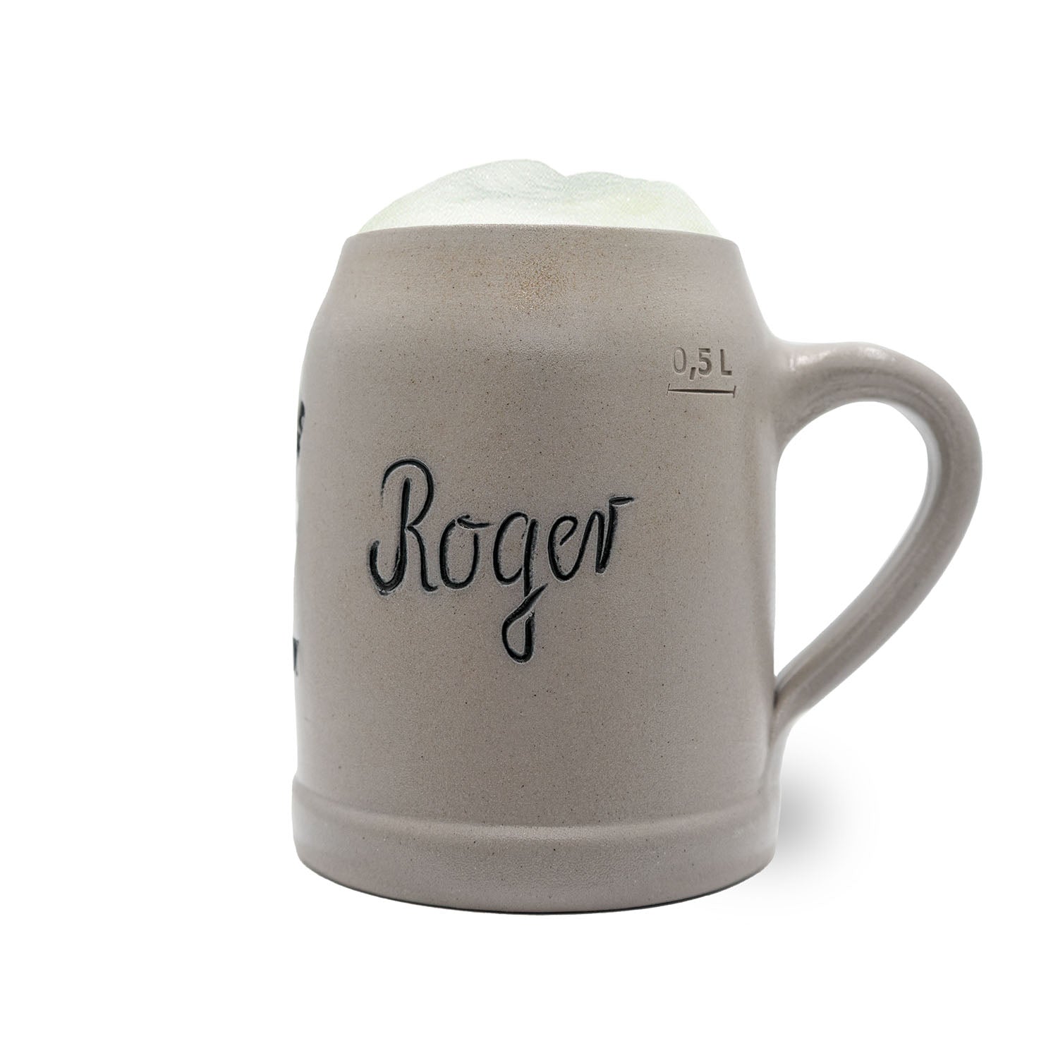 Traditioneller Bierkrug aus Steingut mit Buffalo Bills Logo, optional graviert, Zinndeckel wählbar, 0,5 Liter.