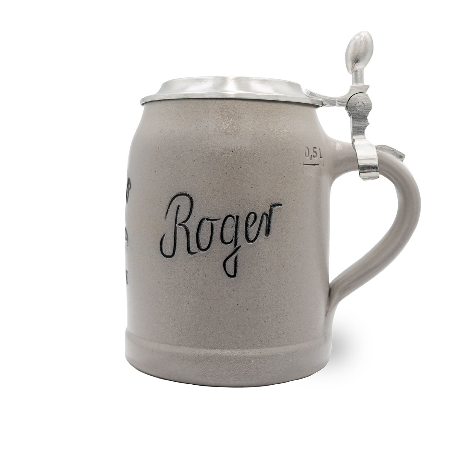 Steinkrug mit Baltimore Ravens Logo, optionalem Zinndeckel und personalisierbarer Gravur, 0,5 l, handgefertigt