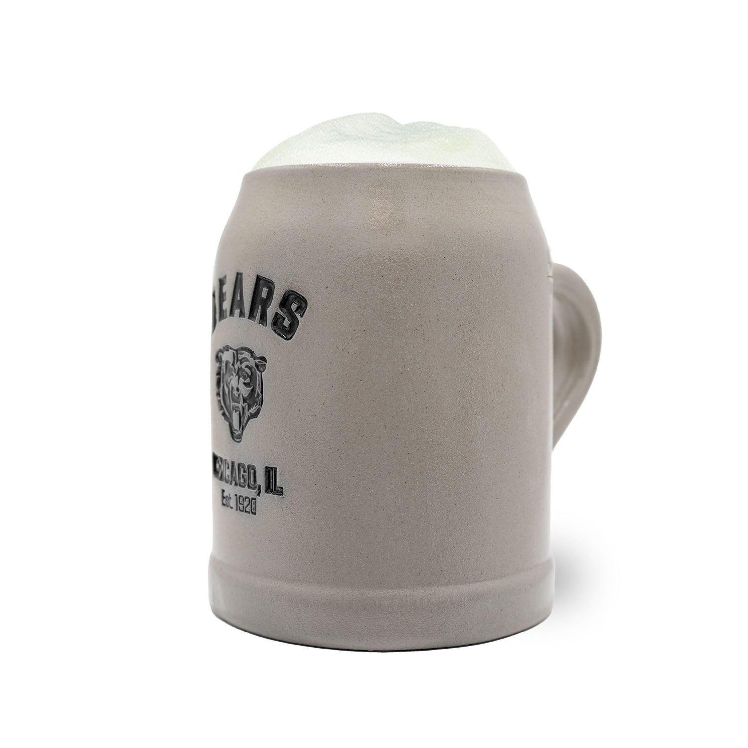 Steinkrug mit Chicago Bears Logo, gravierbar, optional mit Zinndeckel, Fassungsvermögen 0,5 Liter.