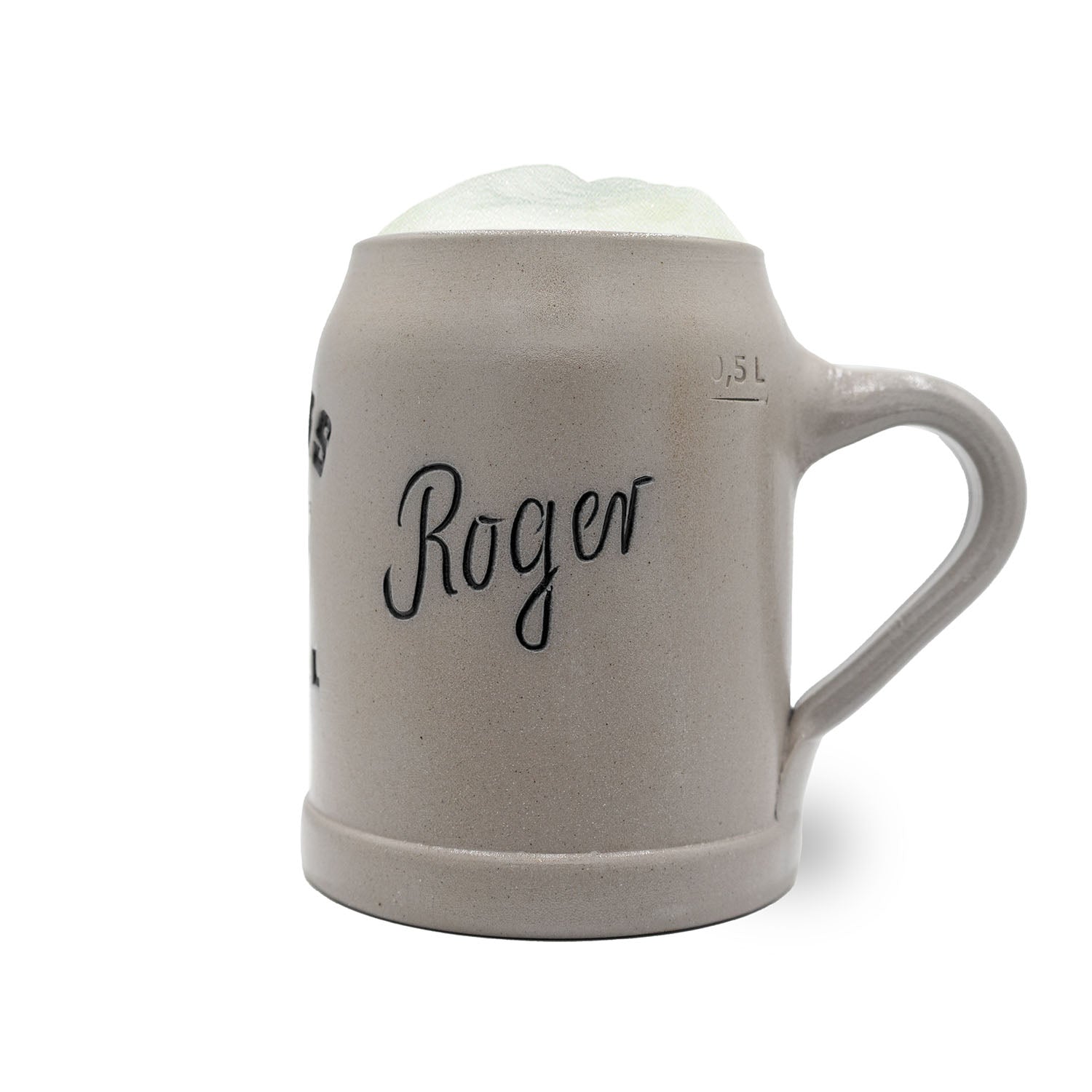 Steinkrug mit Chicago Bears NFL-Logo, mittig graviertem Schriftzug, Zinndeckel, optional personalisierbar, 0,5 l.