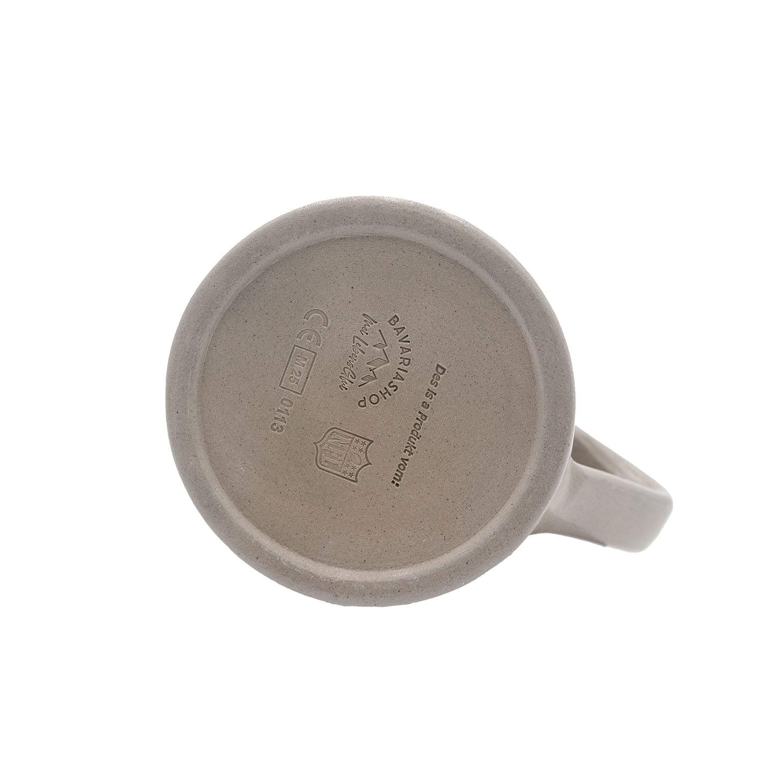 Traditioneller Steinzeug-Bierkrug mit Carolina Panthers Logo, strukturiertem Boden und optionalem Zinndeckel.