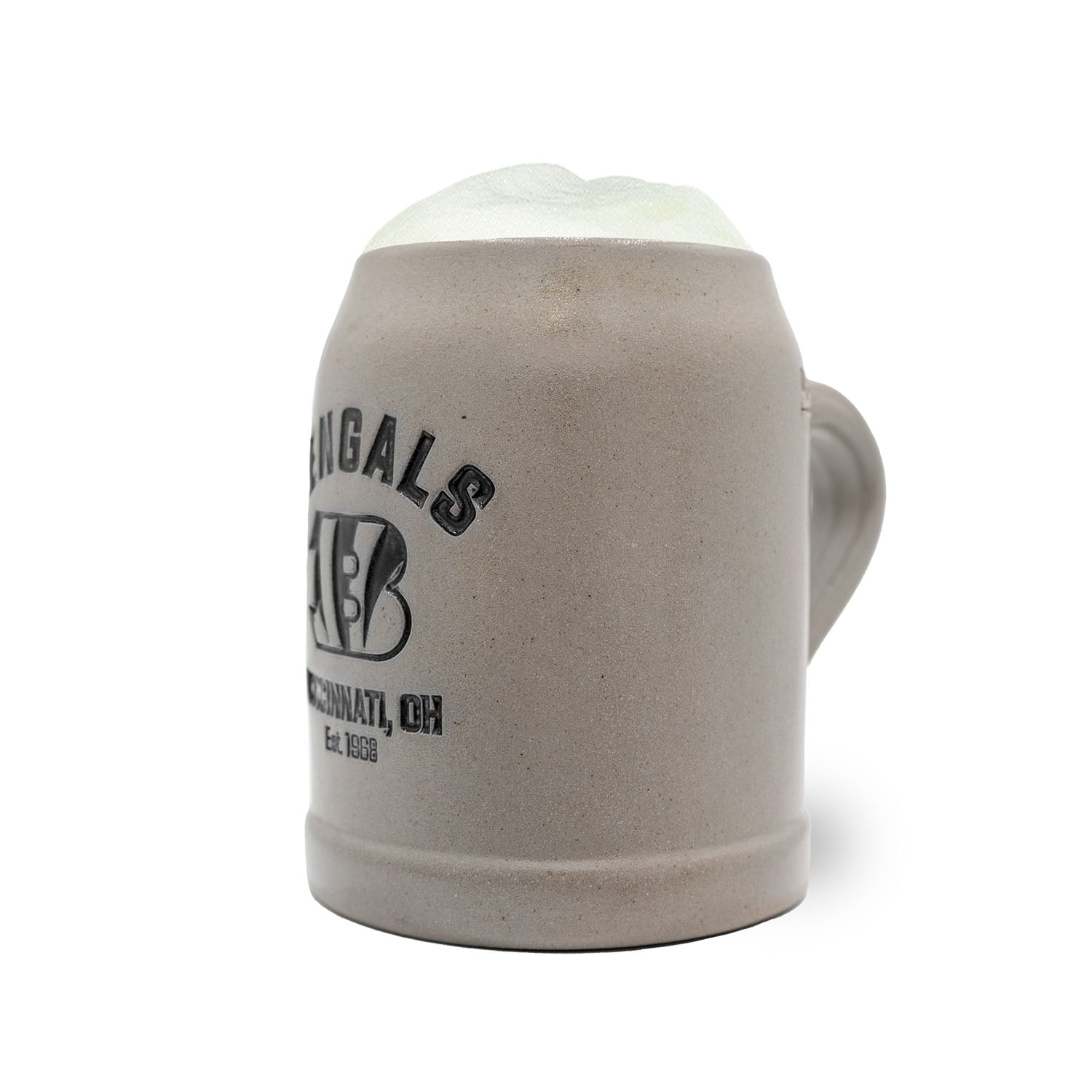 Handgefertigter NFL Bierkrug "Cincinnati Bengals" mit Teamlogo, Zinndeckel und personalisierbarer Gravur, 0,5 l.
