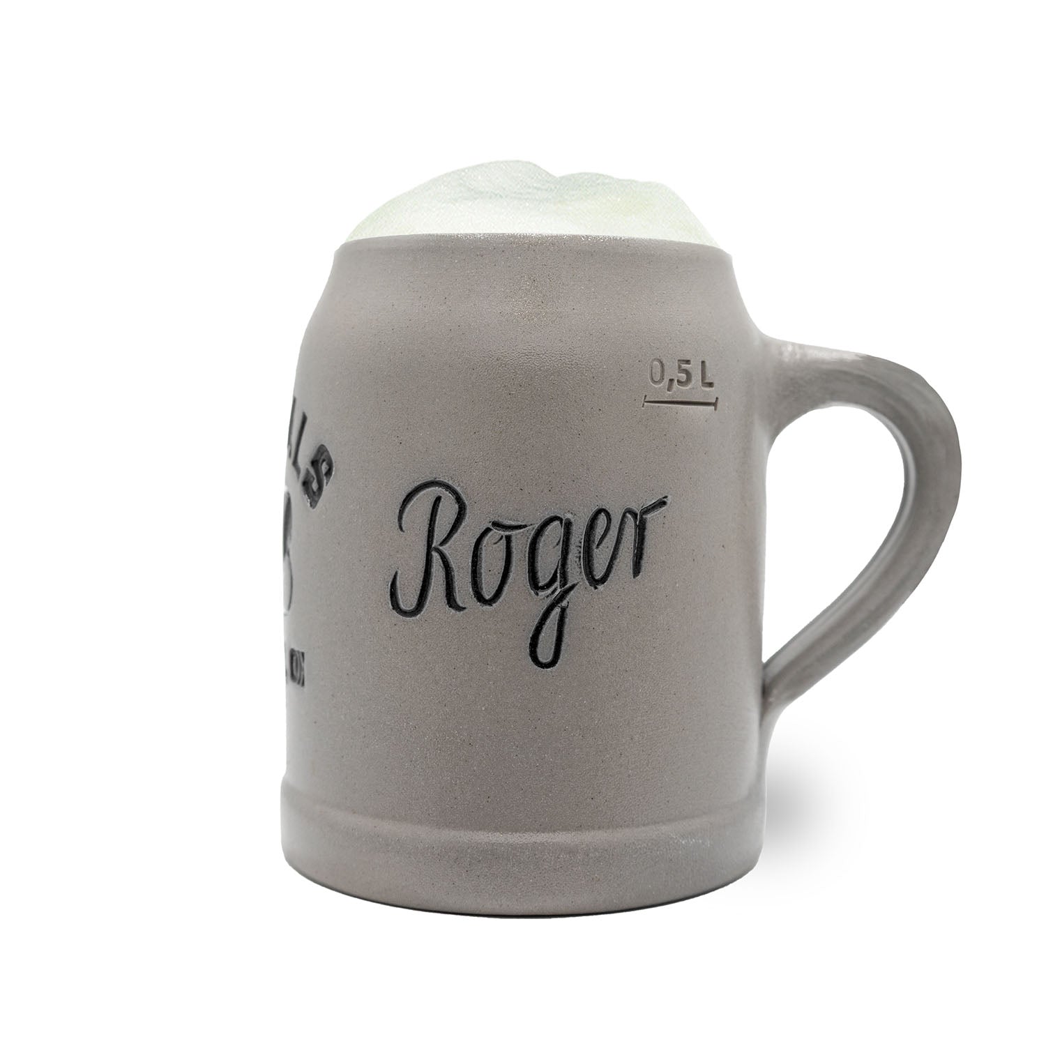 Steinkrug mit Cincinnati Bengals-Logo, optionalem Zinndeckel und individueller Gravur aus handgefertigter Keramik, 0,5 l.