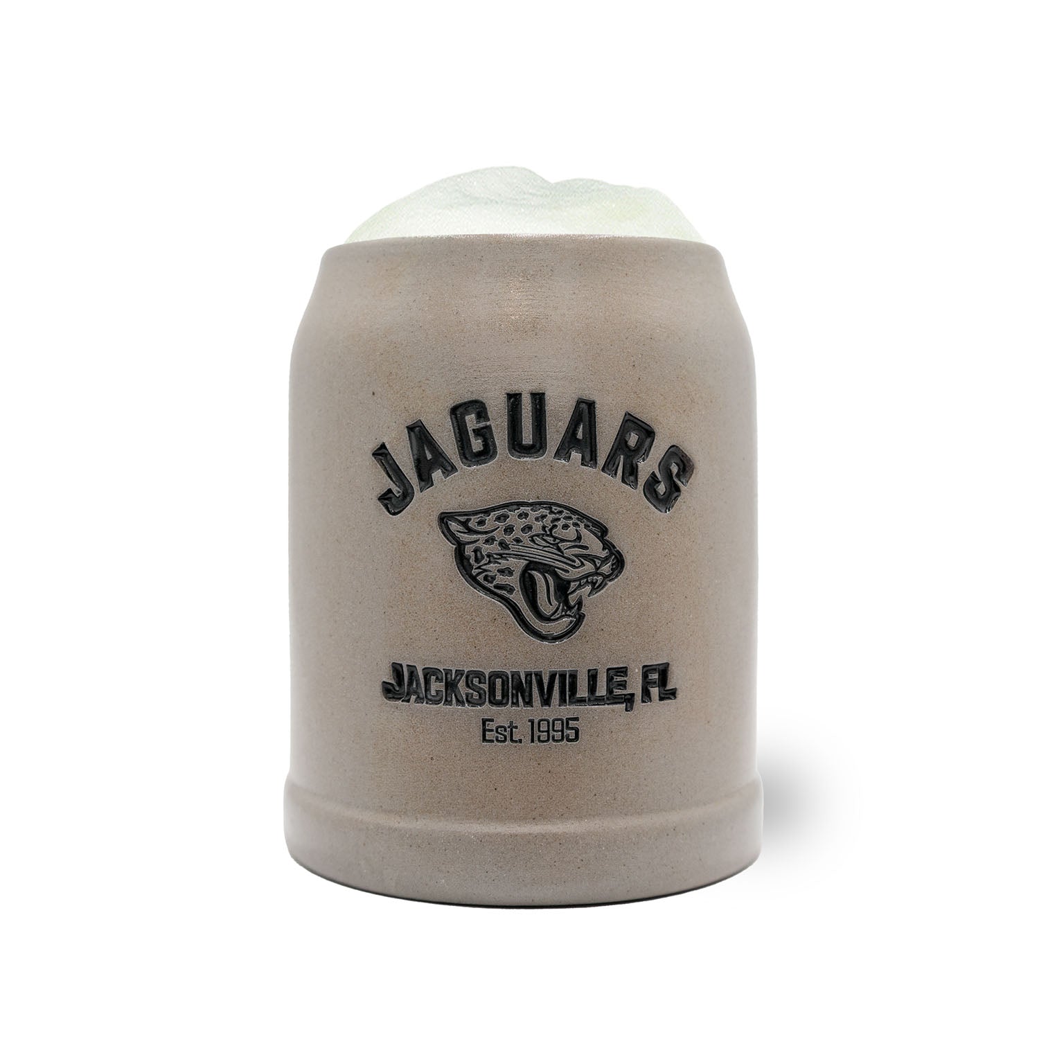 Offizieller Steinkrug mit Jacksonville-Jaguars-Logo, traditionell geformt, optional gravierbar, 0,5 l.