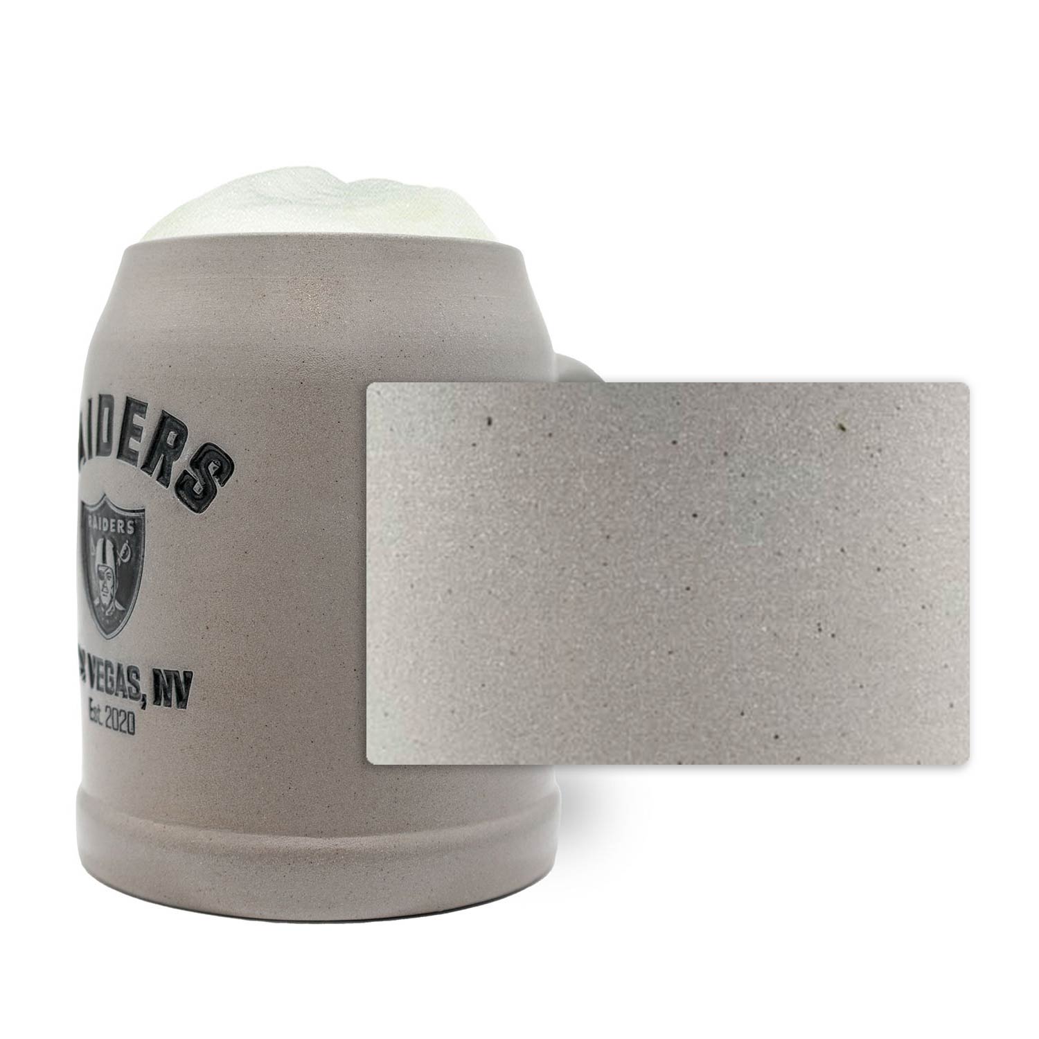 Steinbierkrug mit Las Vegas Raiders Logo, gravierbar, aus deutscher Handarbeit, Fassungsvermögen 0,5 L.