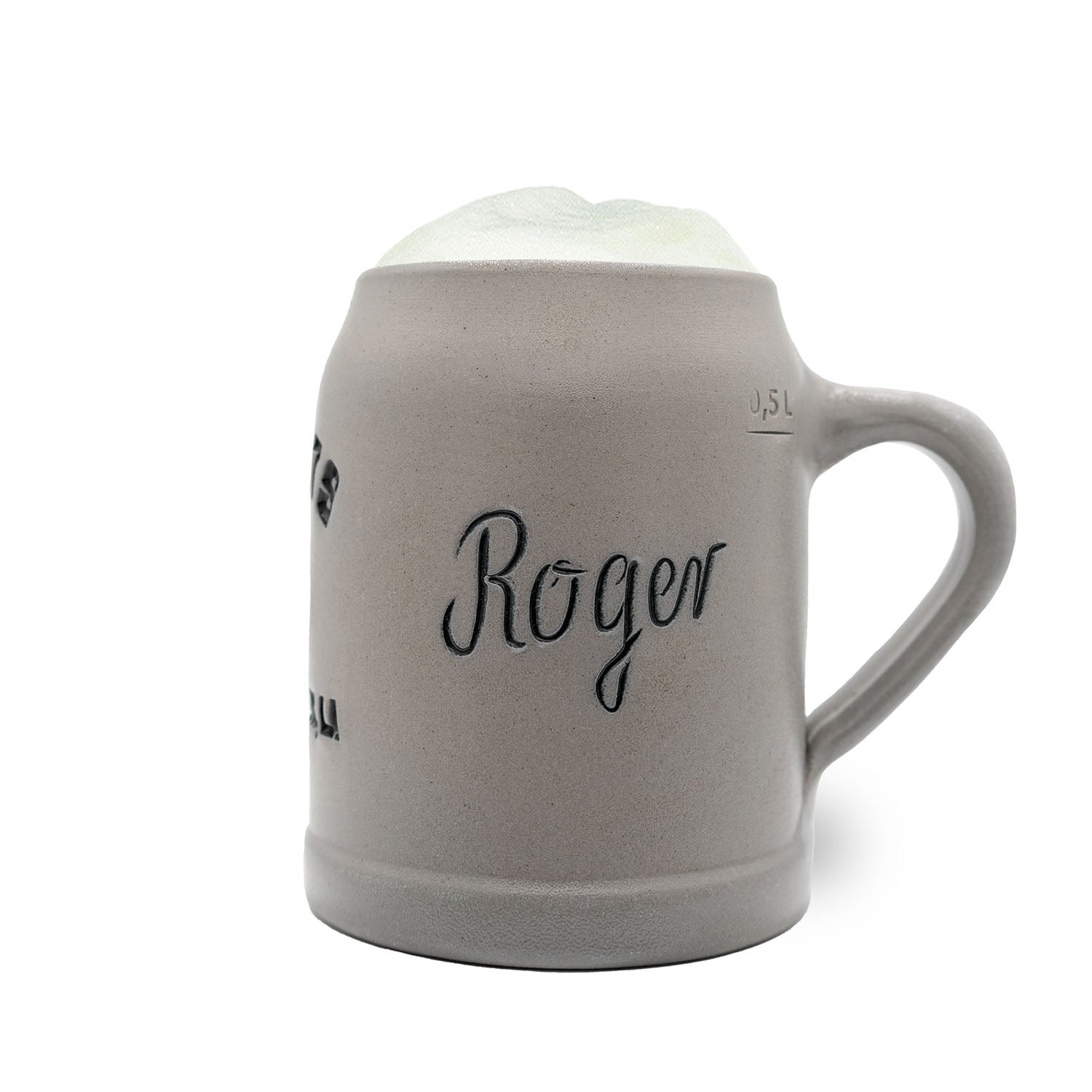 Traditioneller Bierkrug mit New Orleans Saints Logo, Steingut, optional mit Name graviert, 0,5 l, mit Zinndeckel.