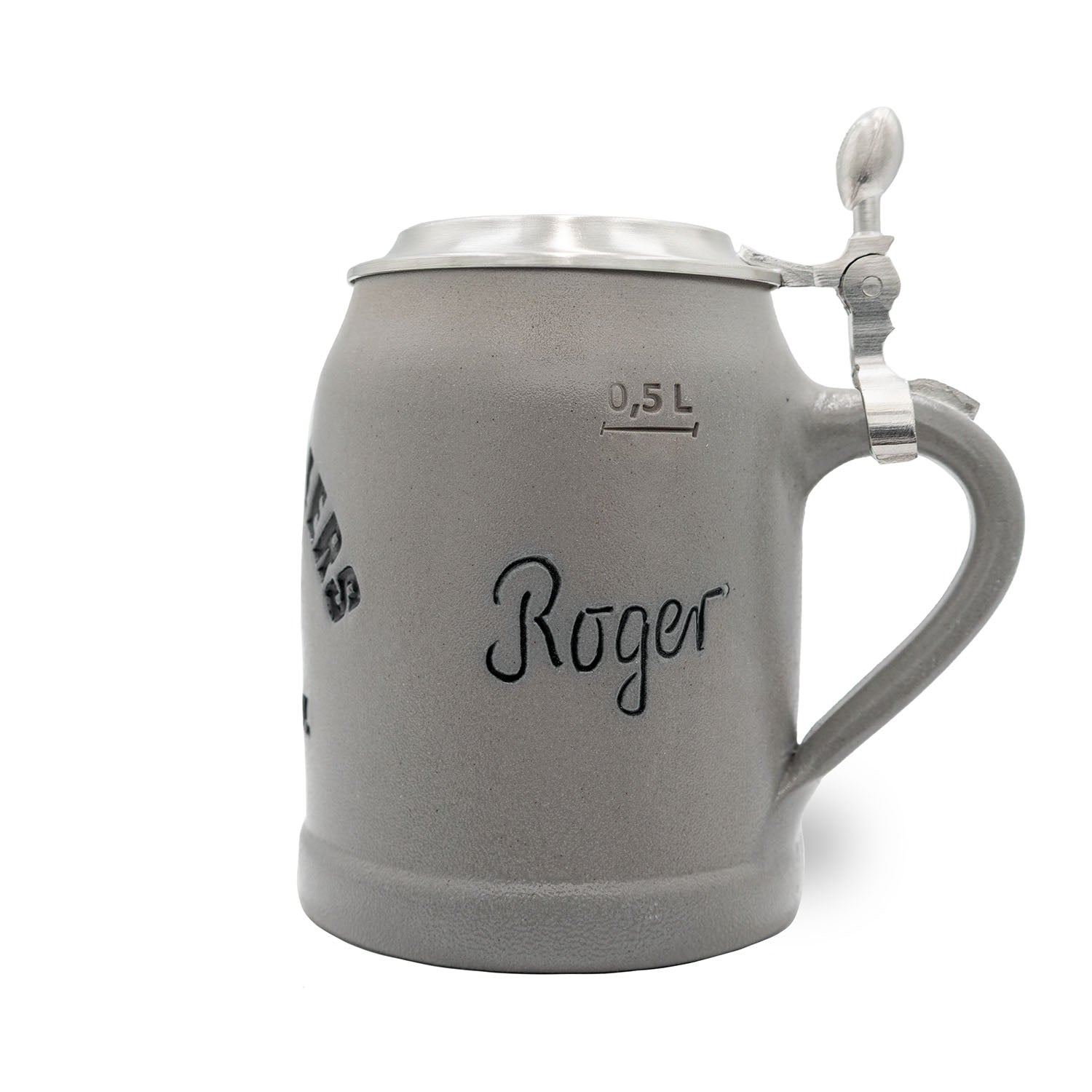 Hochwertiger Steinkrug mit Tampa Bay Buccaneers Logo, Zinndeckel und möglicher Gravur, 0,5 L Fassungsvermögen.