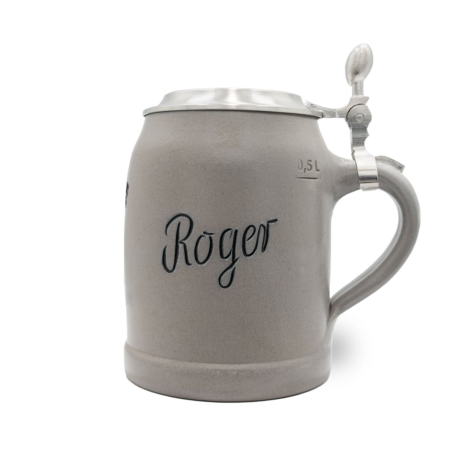 Steinkrug mit Aufdruck „Washington Commanders“ und NFL-Logo, Zinndeckel, wählbar mit Gravur, 0,5 Liter.