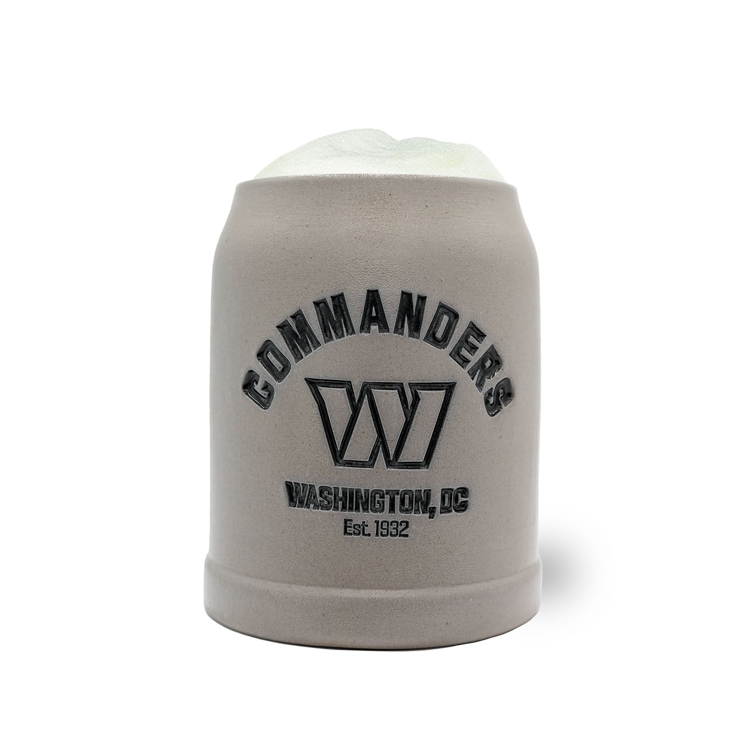 Traditioneller Bierkrug mit NFL-Teamlogo der Washington Commanders, Steinkrug mit Henkel, optional gravierbar, 0,5 l.