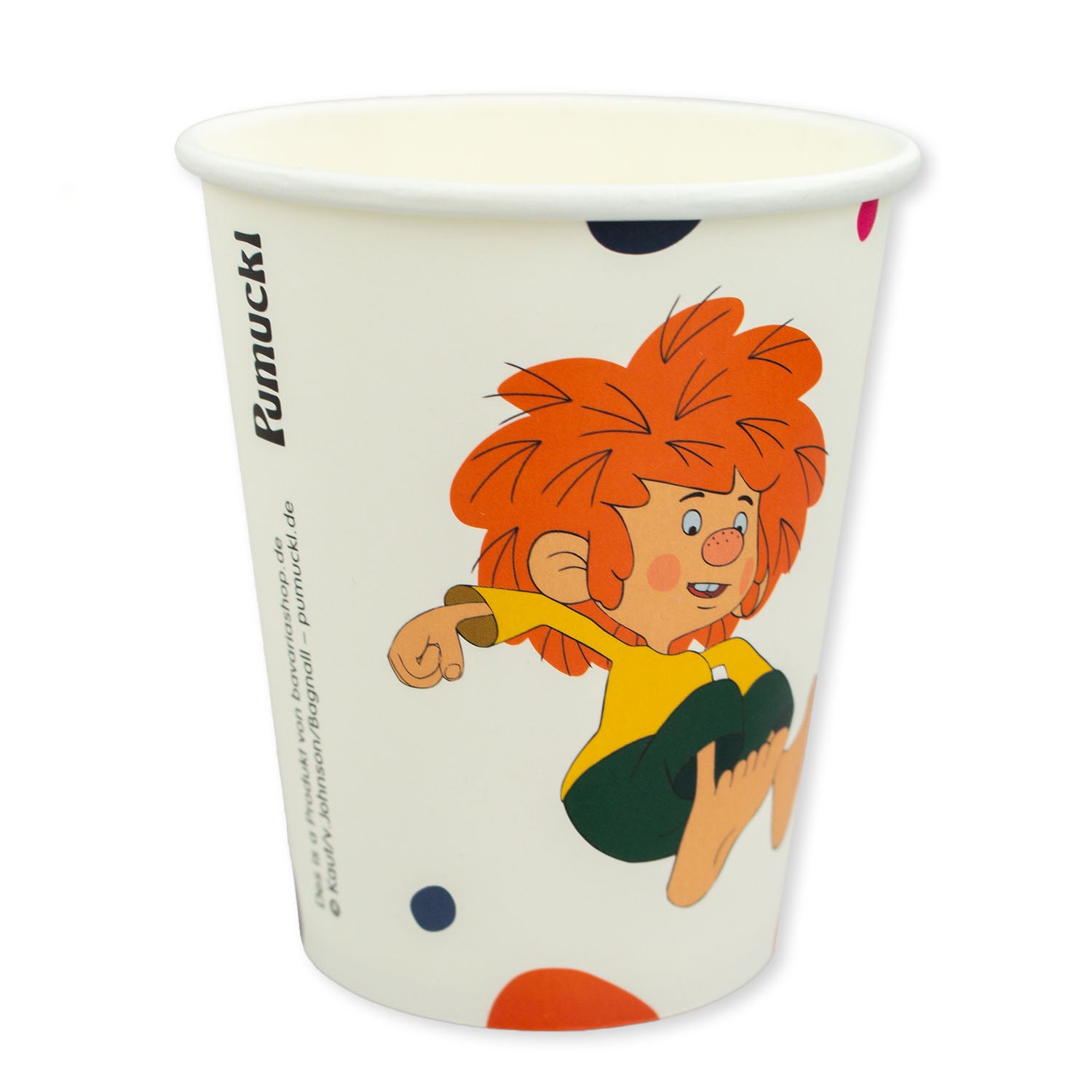 Pumuckl Party-Set mit 12 runden Papptellern, 12 Pappbechern und 24 Servietten mit farbigem Motiv, 48-teilig.