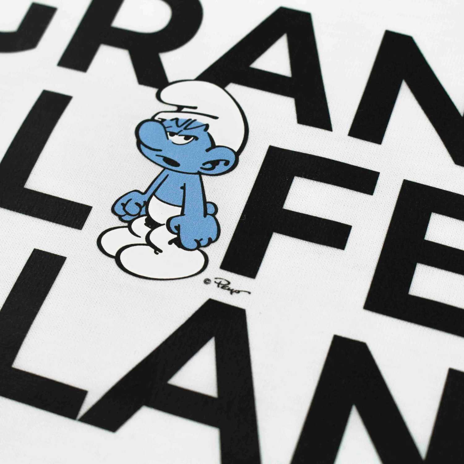 Damen T-Shirt mit Schlumpf-Motiv und "Grantl Life Balance"-Schriftzug, aus 100% Bio-Baumwolle, Frontprint.