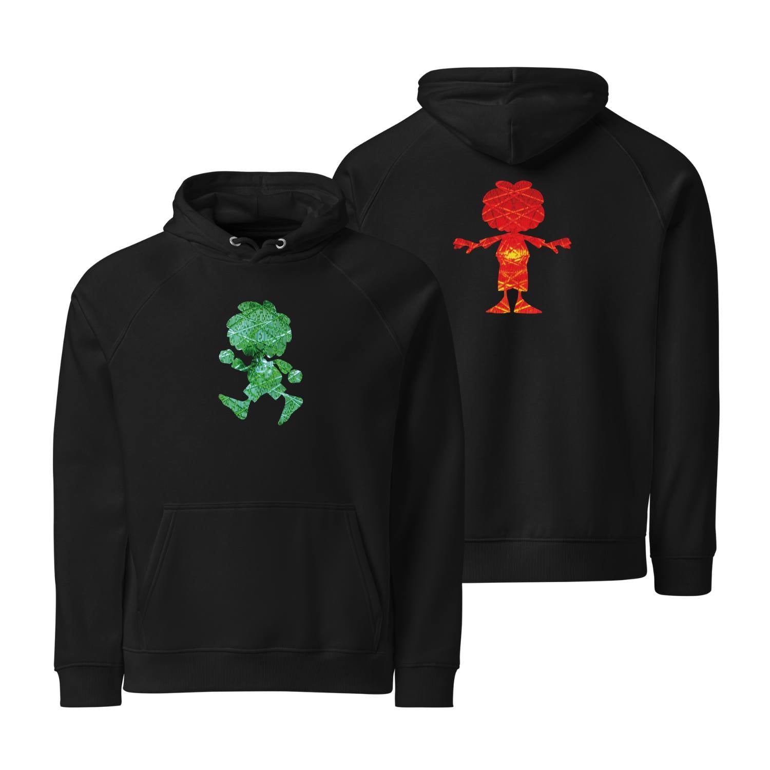 Herren-Kapuzenpullover der Pumuckl Ampel-Edition mit Front- und Rückendruck, 85 % Bio-Baumwolle, Sonderedition.