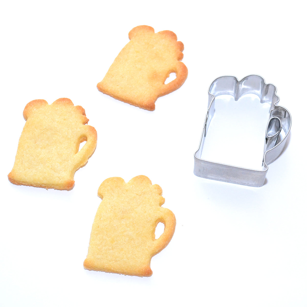 Plätzchen-Ausstechform in Form eines Maßkrugs aus rostfreiem Edelstahl, ca. 6,5 cm groß.