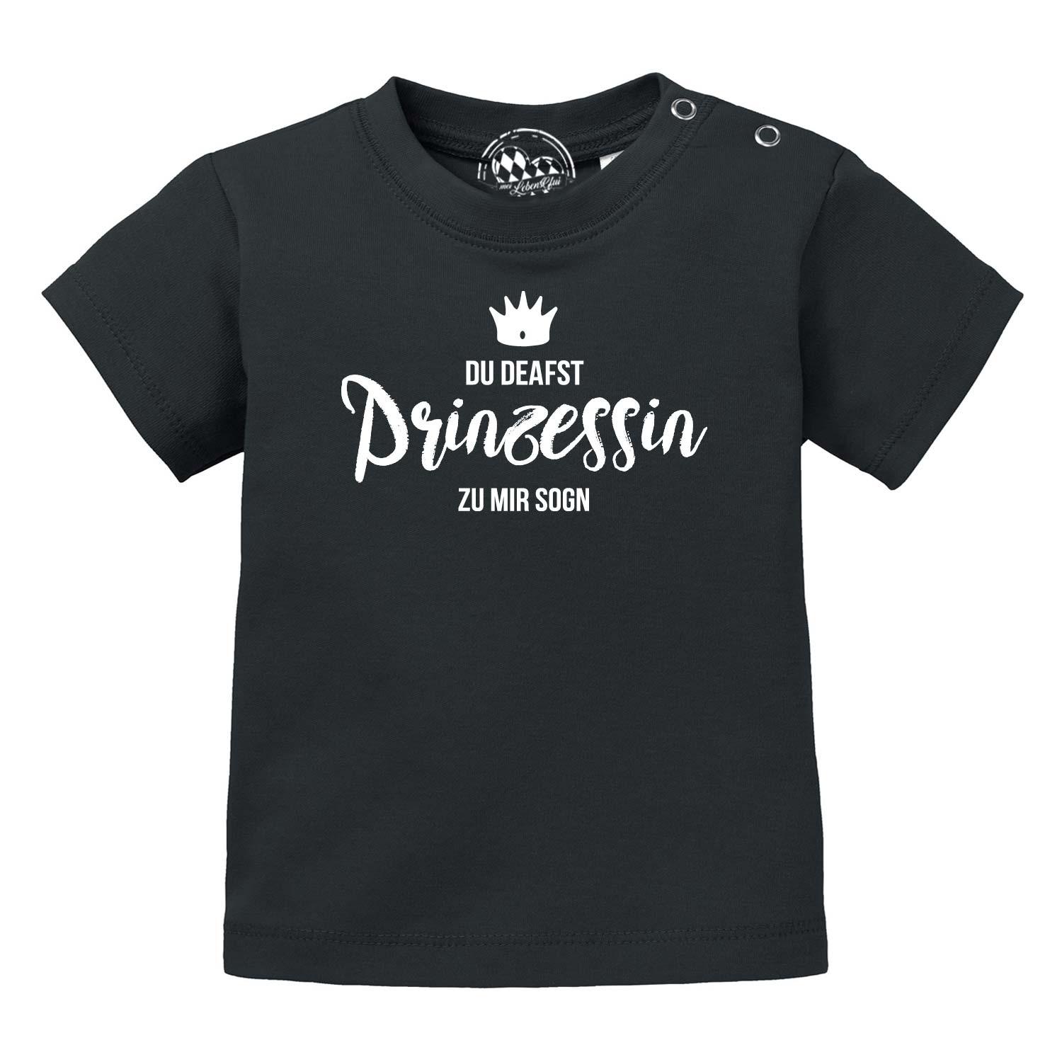 Weißes Baby T-Shirt mit rosa Aufdruck „Prinzessin“, Rundhalsausschnitt, 100 % Bio-Baumwolle, Siebdruck.