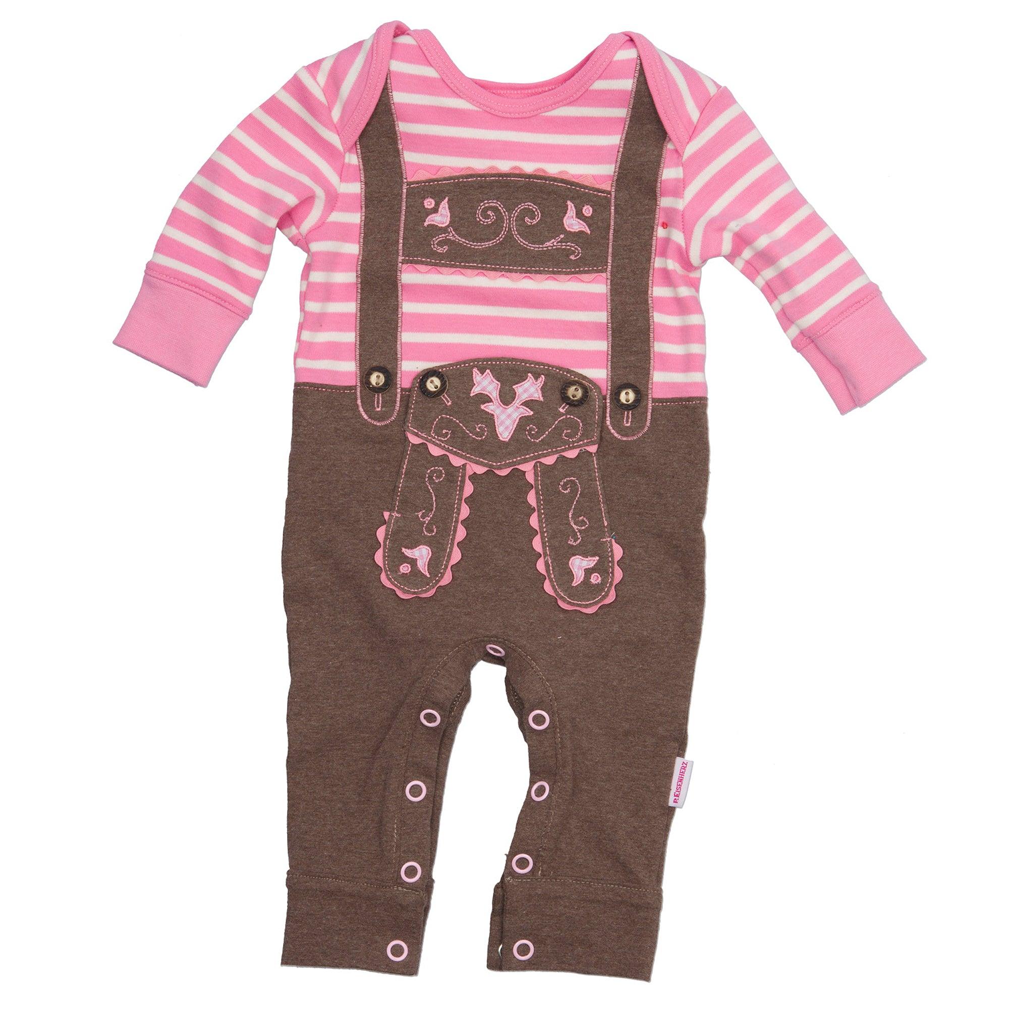 Babystrampler "Lederhosn" rosa gschnecklt - bavariashop - mei LebensGfui