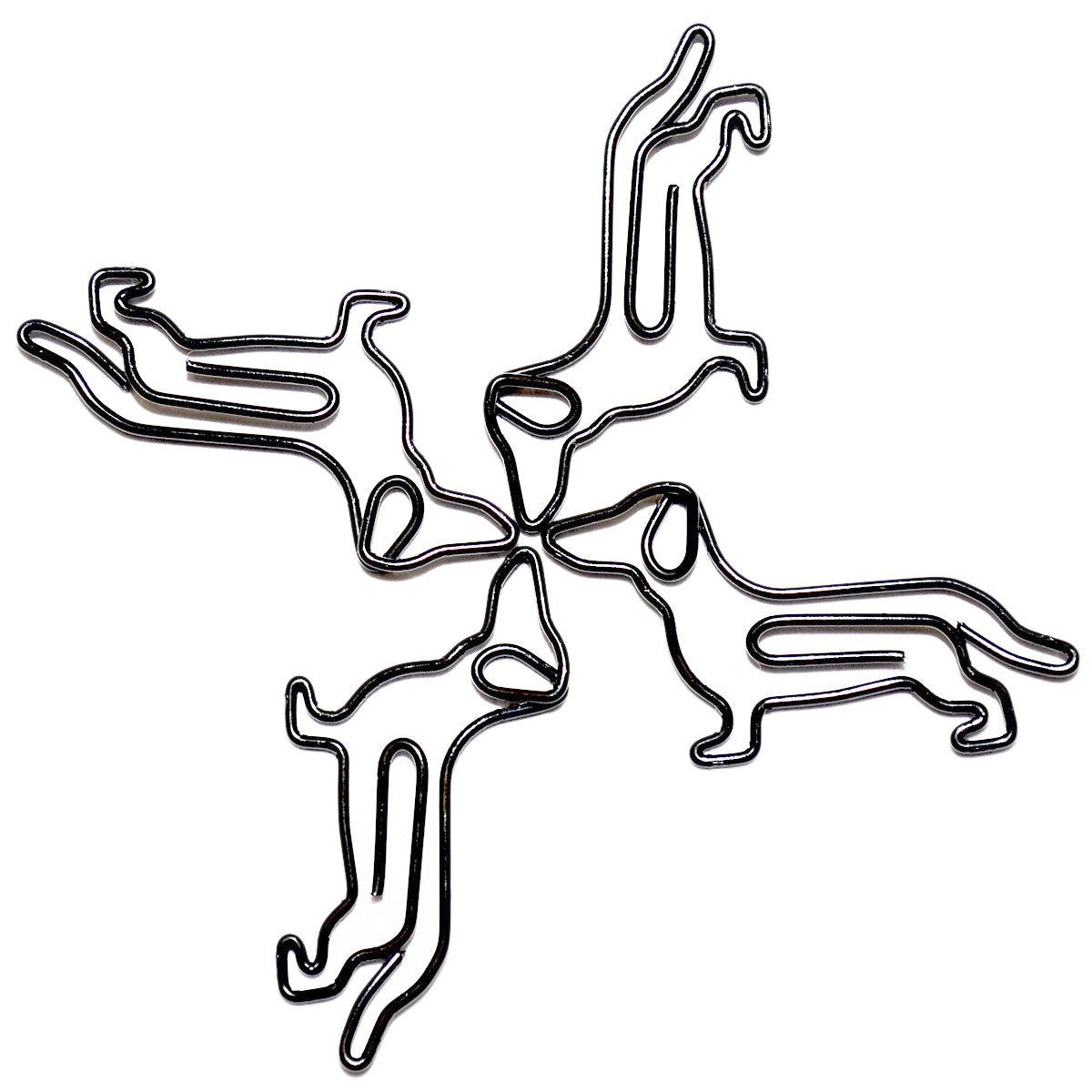 Set aus acht silbernen Büroklammern in vier bayrischen Formen: Brezel, Maßkrug, Herz und Edelweiß.