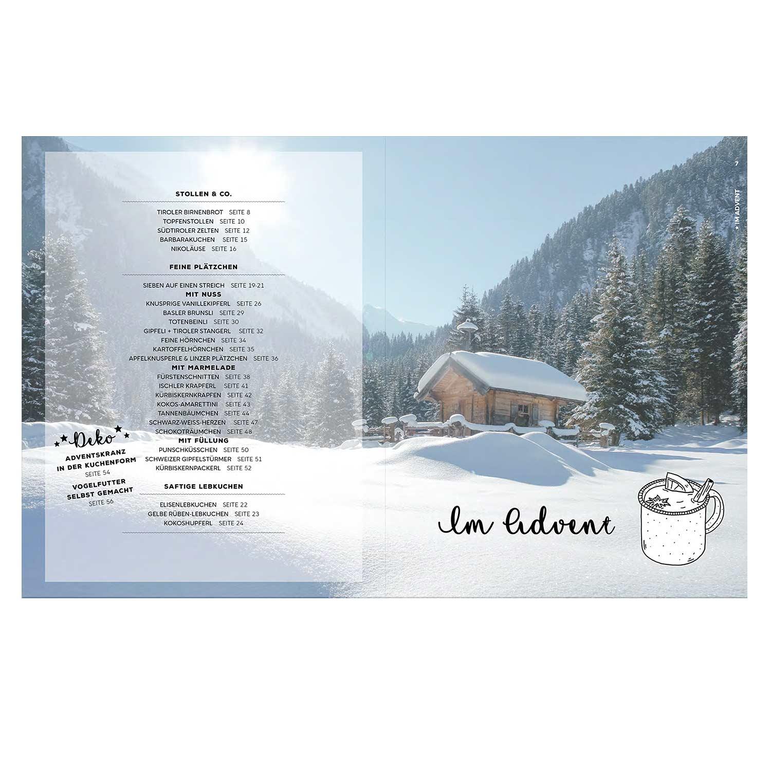 Hardcover-Buch mit traditionellen bayerischen Weihnachtsrezepten zum Kochen, Backen und Basteln, ca. 19 × 24 cm.