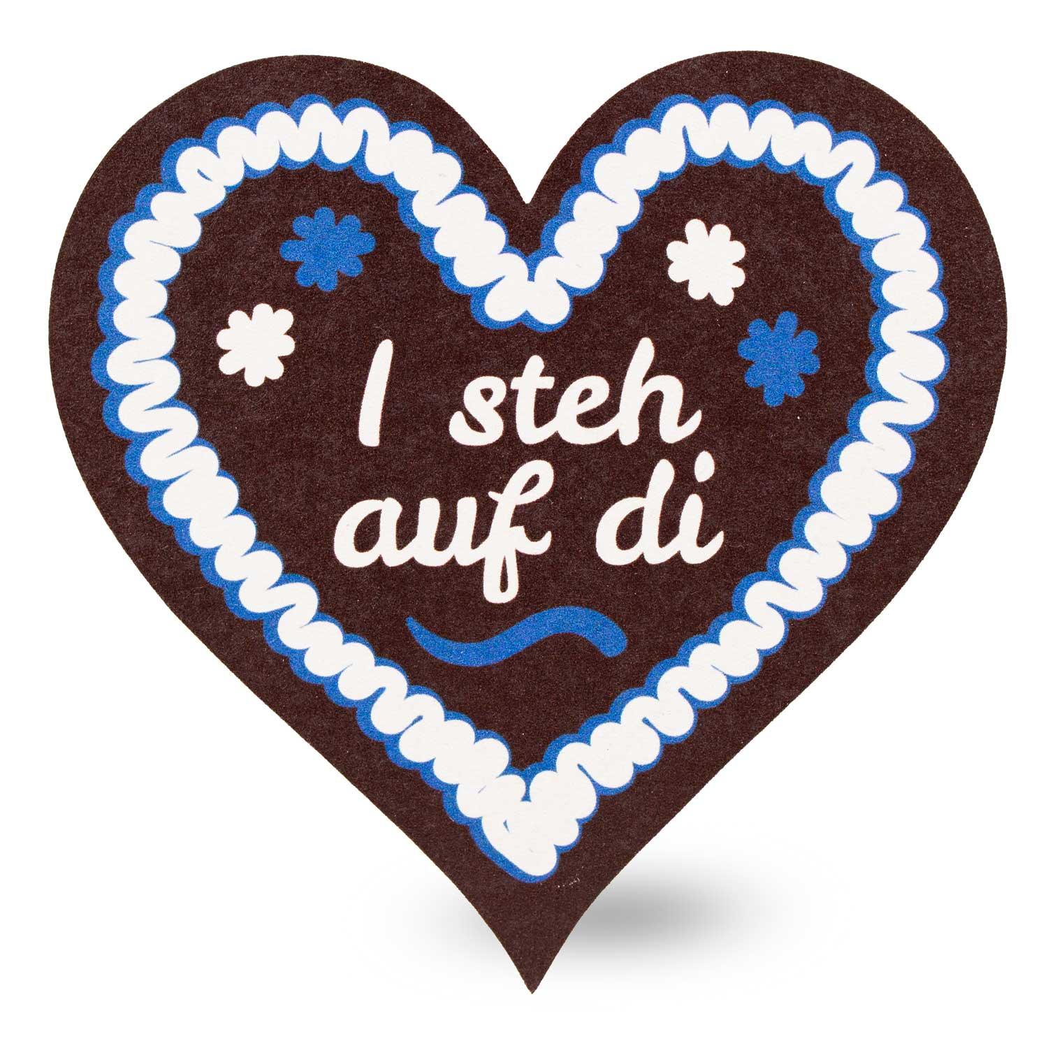 Bierfuizl-Lebkuchen-Herz "I steh auf di" - bavariashop - mei LebensGfui