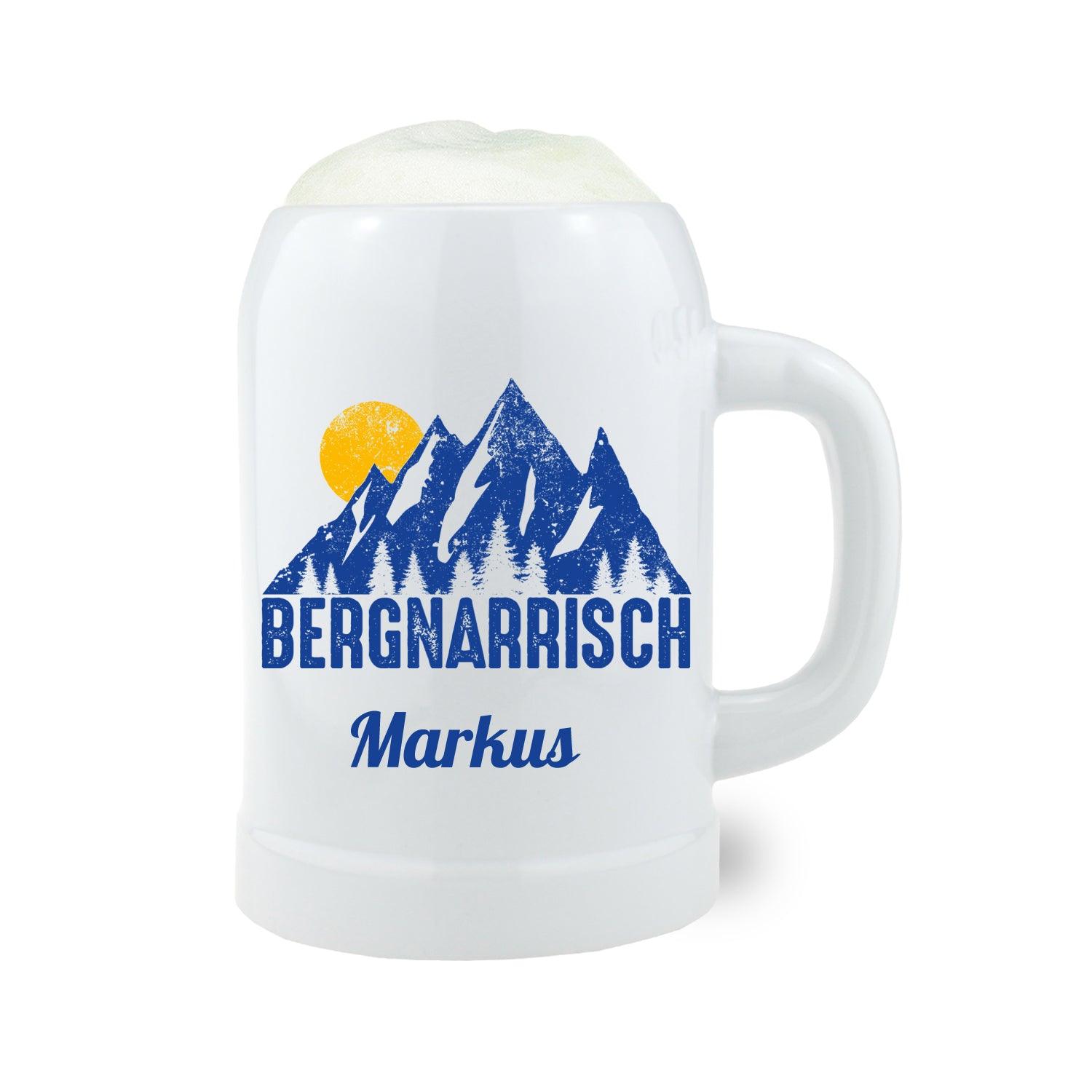 Bierkrug "Bergnarrisch" blau mit Wunschname - bavariashop - mei LebensGfui