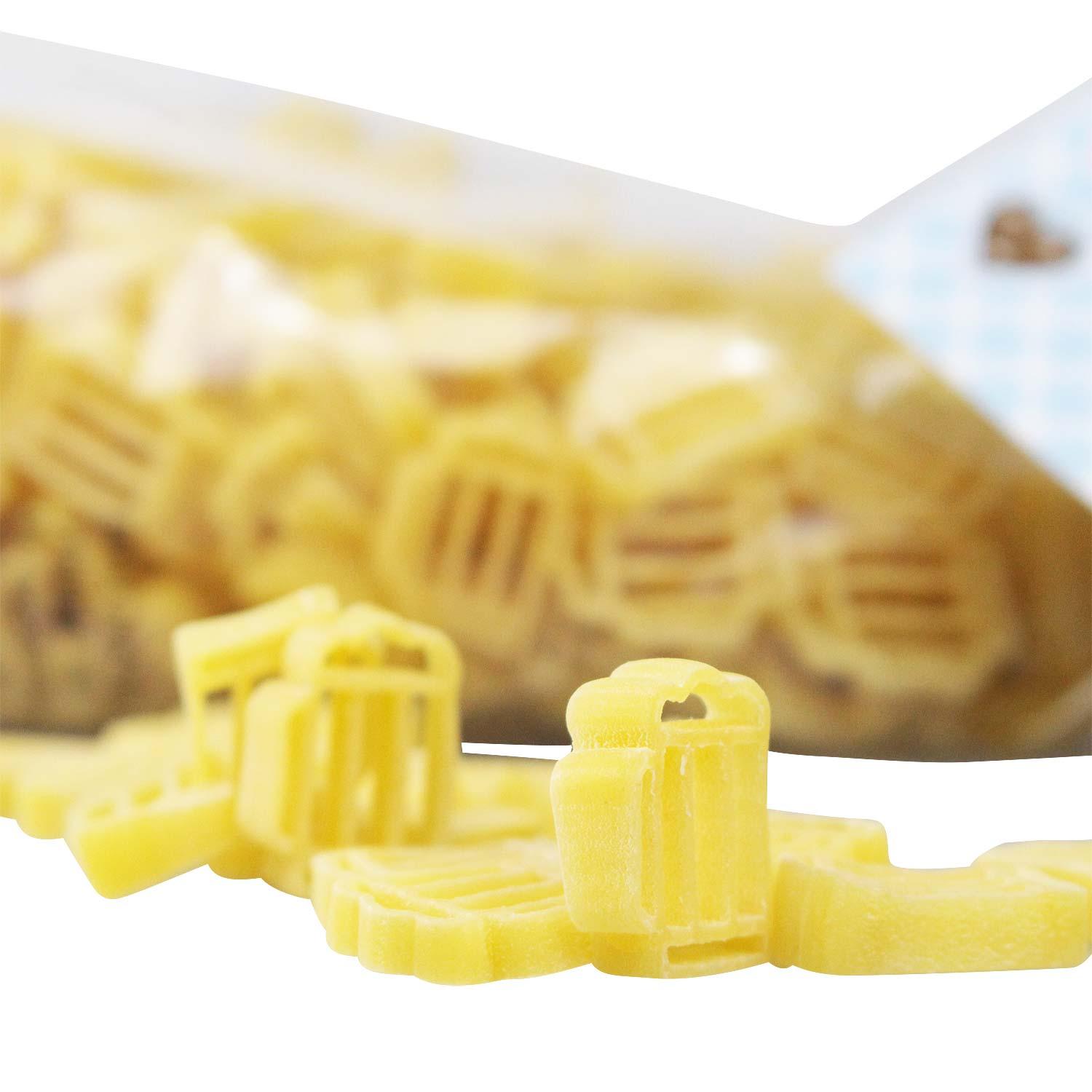 Nudeln in detailreicher Bierkrug-Form mit Henkel und Schaumoptik, goldgelb, 250 g Packung, aus Hartweizengrieß.