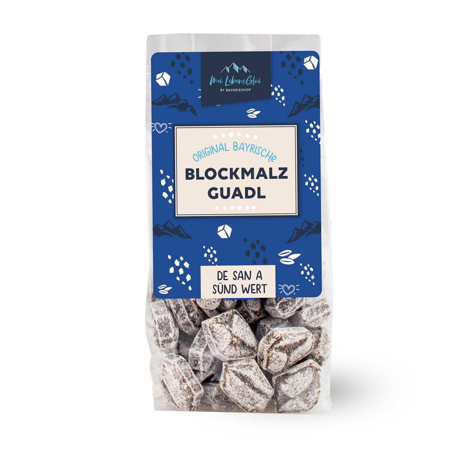 Kräftige Malzbonbons mit echtem Gerstenmalzextrakt, braun, unregelmäßig geformt, 150 g Beutelinhalt.