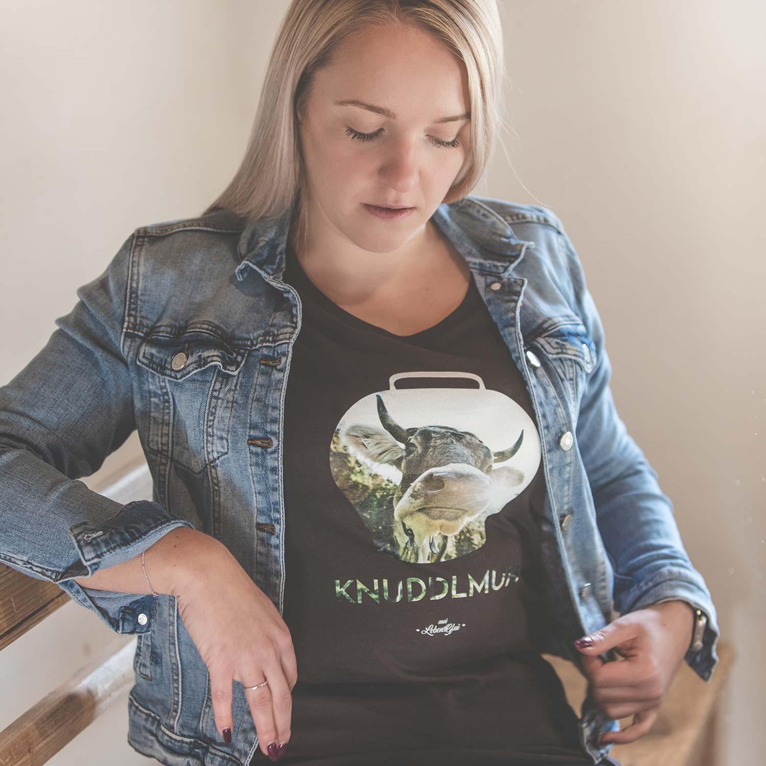 Damen T-Shirt "Knuddlmuh" - bavariashop - mei LebensGfui