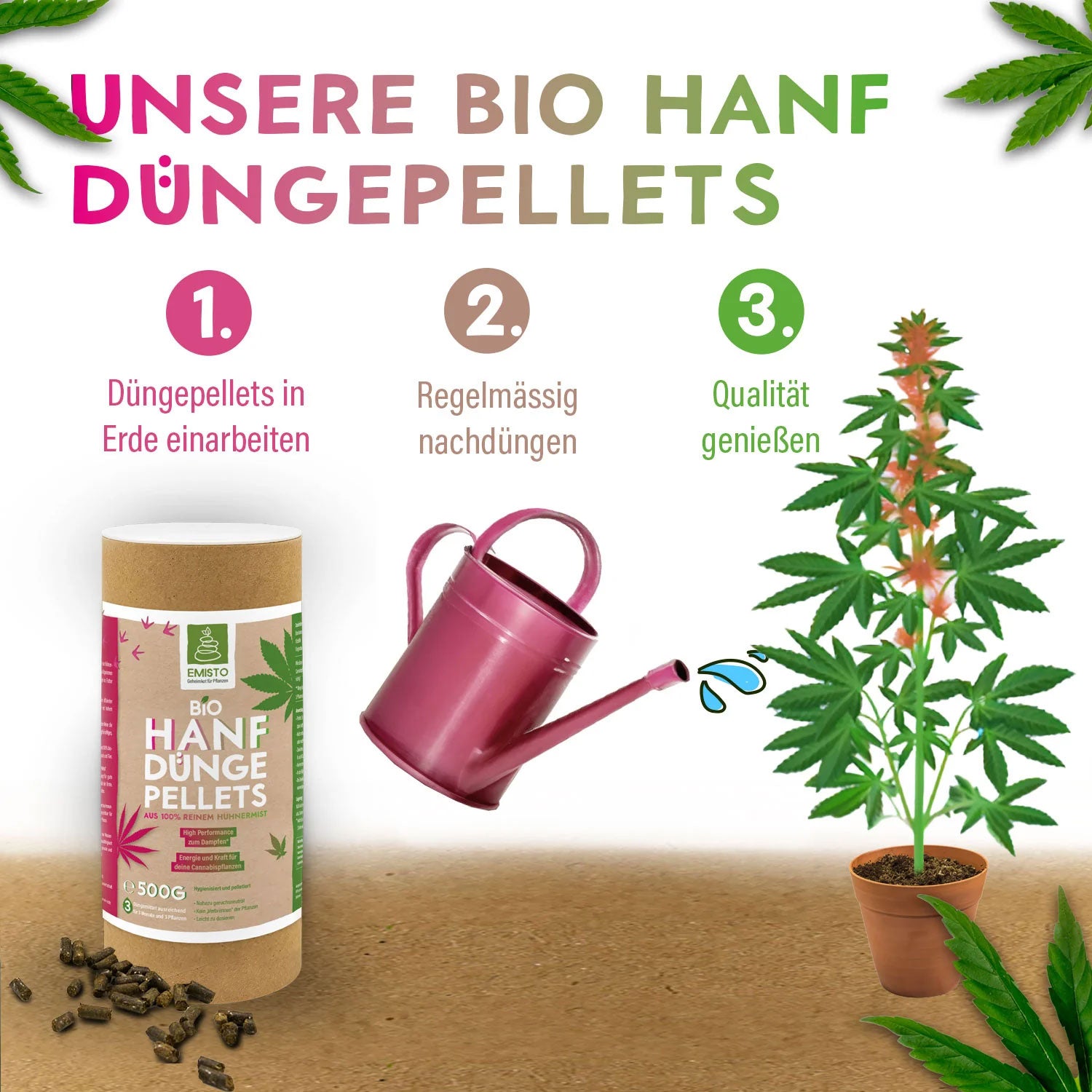 Organischer Bio-Dünger in Pelletform mit effektiven Mikroorganismen, reich an Nährstoffen, 500 g-Packung.