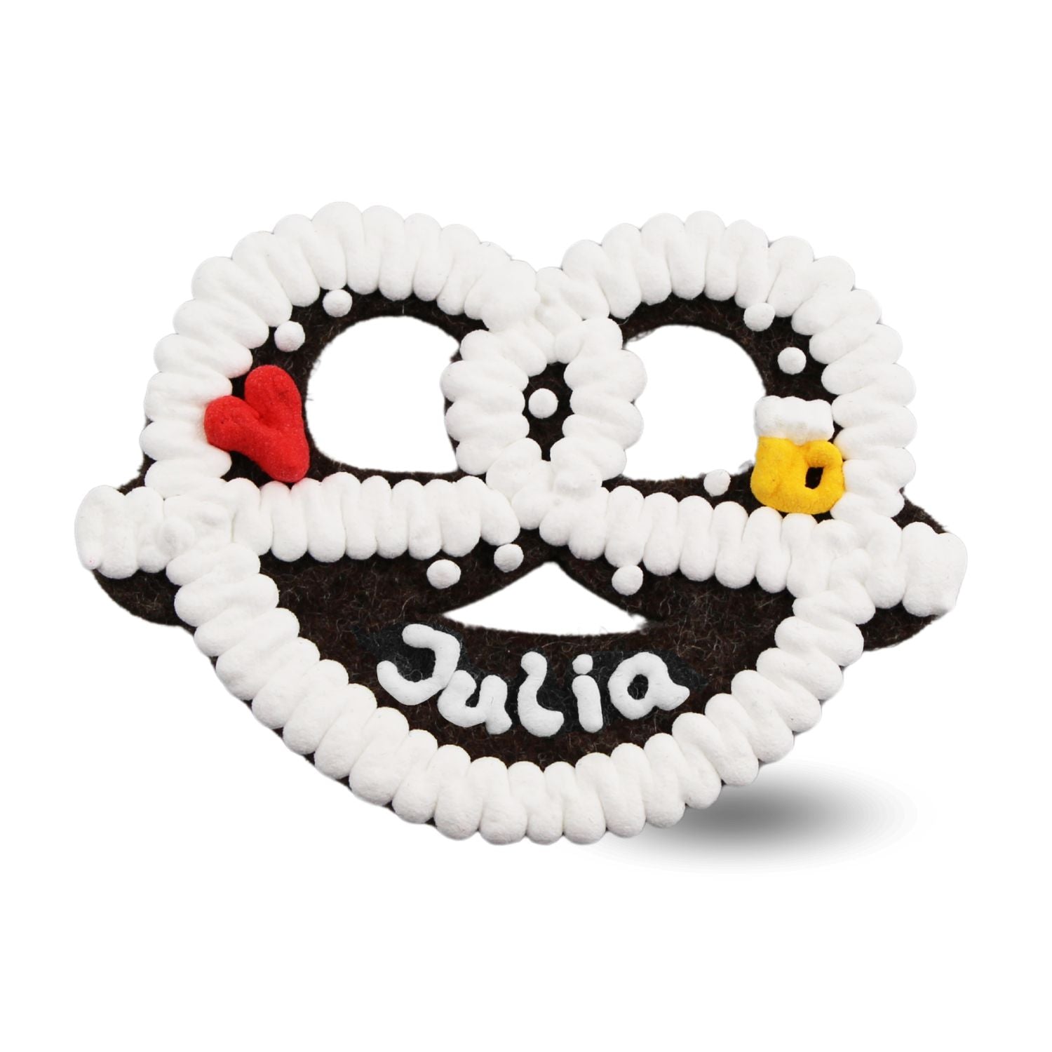 Filzherz-Brezen-Anstecker mit Wunschtext