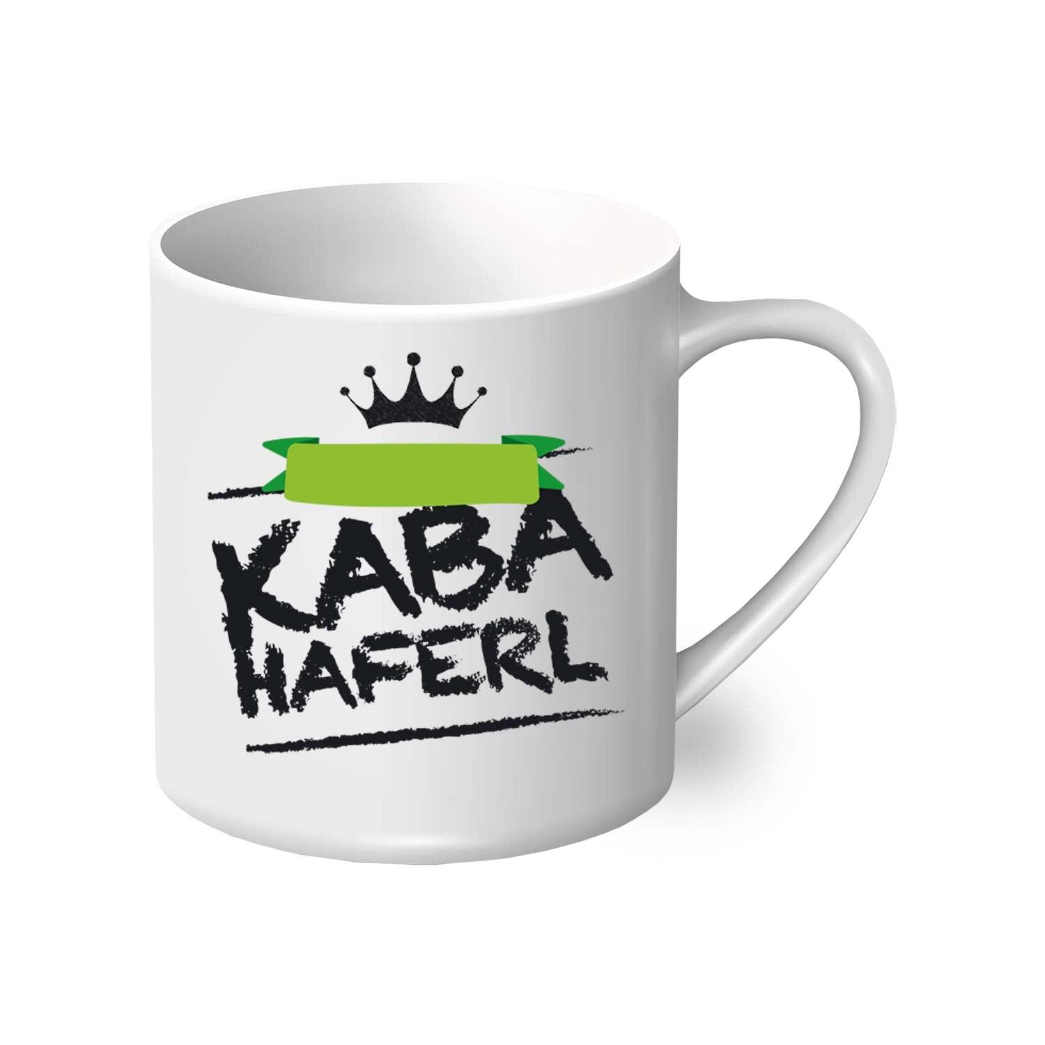 Geschenkset mit Plüsch-Löwe in Blau-Weiß, personalisierbarem Kaba-Haferl und Stoffherz mit Stickerei.