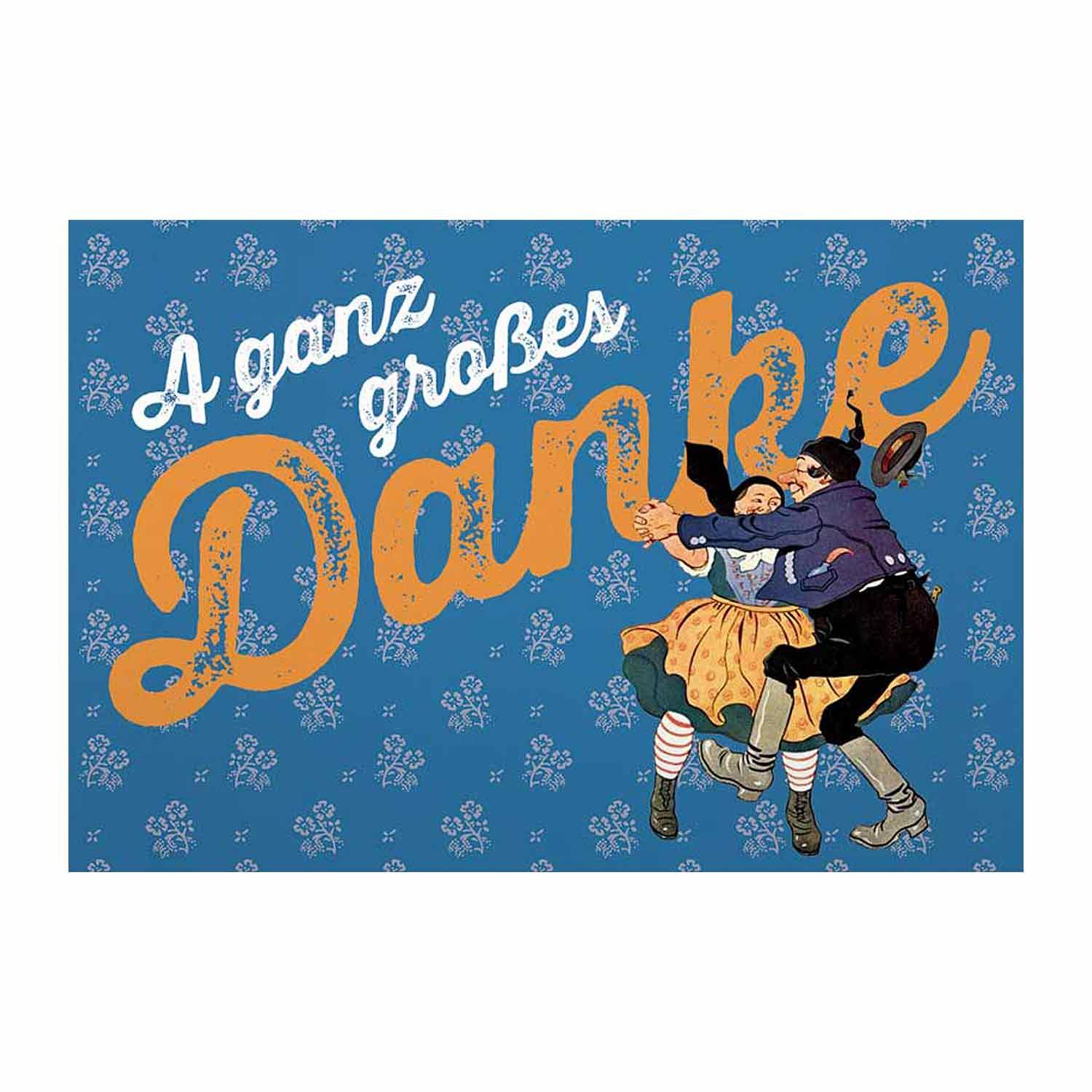 Glückwunschkarte mit Schriftzug „A ganz großes Danke“, Glitterveredelung, Doppelkarte mit weißem Kuvert, 12 x 17,5 cm.