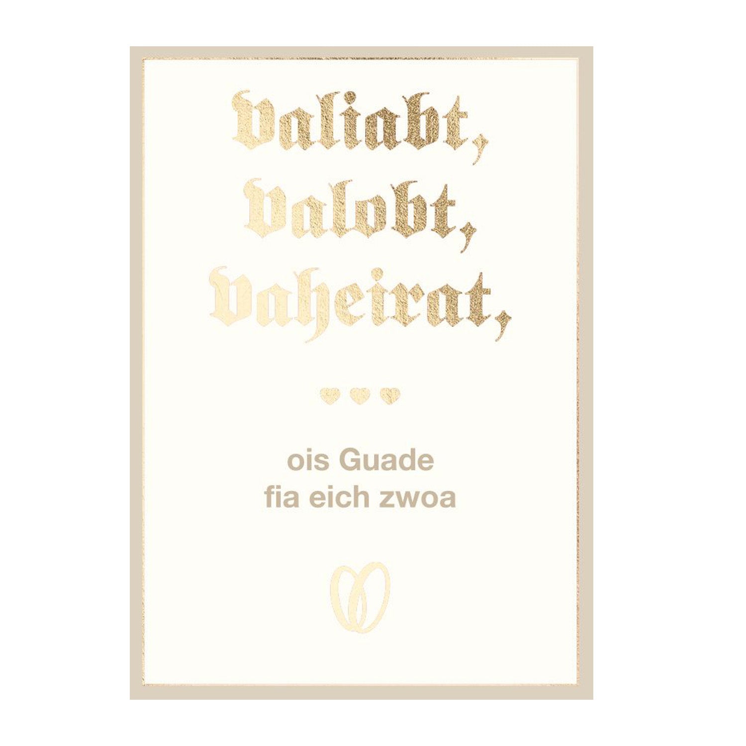 Glückwunschkarte Hochzeit "valiabt, valobt, vaheirat"