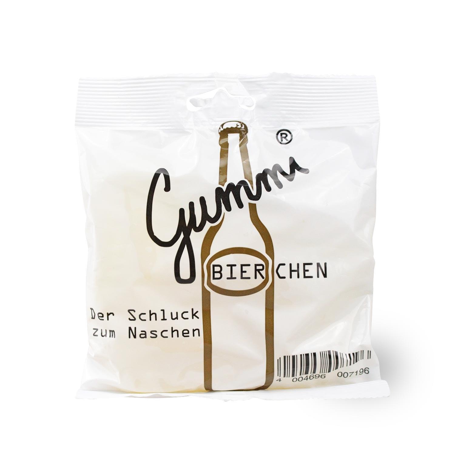 Fruchtgummis in Flaschenform mit transparenter, gelber Farbe und Zitronengeschmack, alkoholfrei, 150 g.