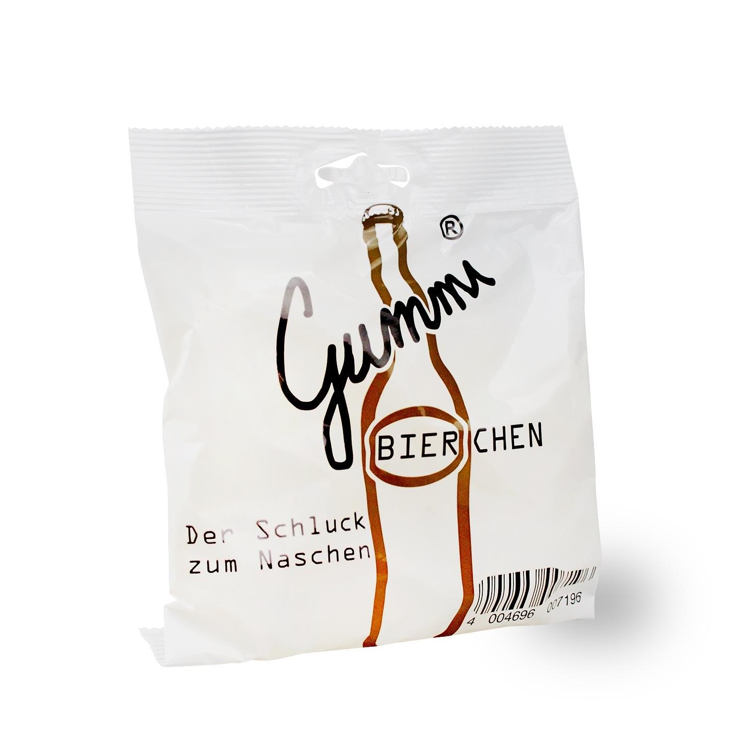 Fruchtgummis in Flaschenform mit zitronigem Radlergeschmack, alkoholfrei, bunt gemischt, 150 g-Packung.