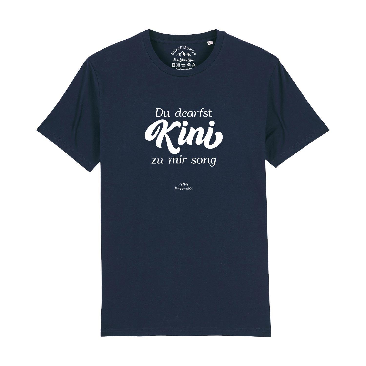 Herren T-Shirt mit bayerischem Schriftzug „Du dearfst Kini zu mir sogn“, aus 100 % Bio-Baumwolle, digital bedruckt.