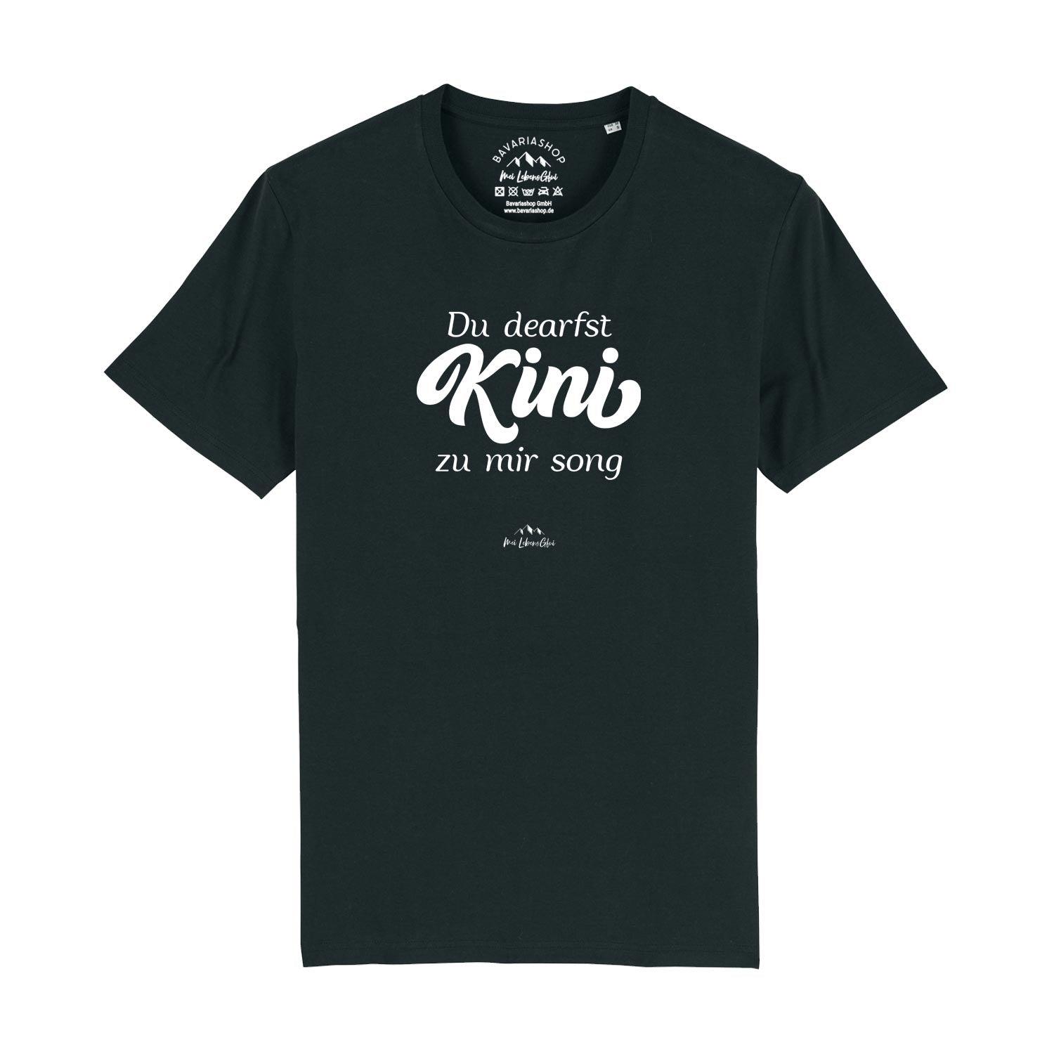 Herren T-Shirt mit bayerischem Schriftzug „Du dearfst Kini zu mir sogn“, Rundhals, aus 100 % Bio-Baumwolle.