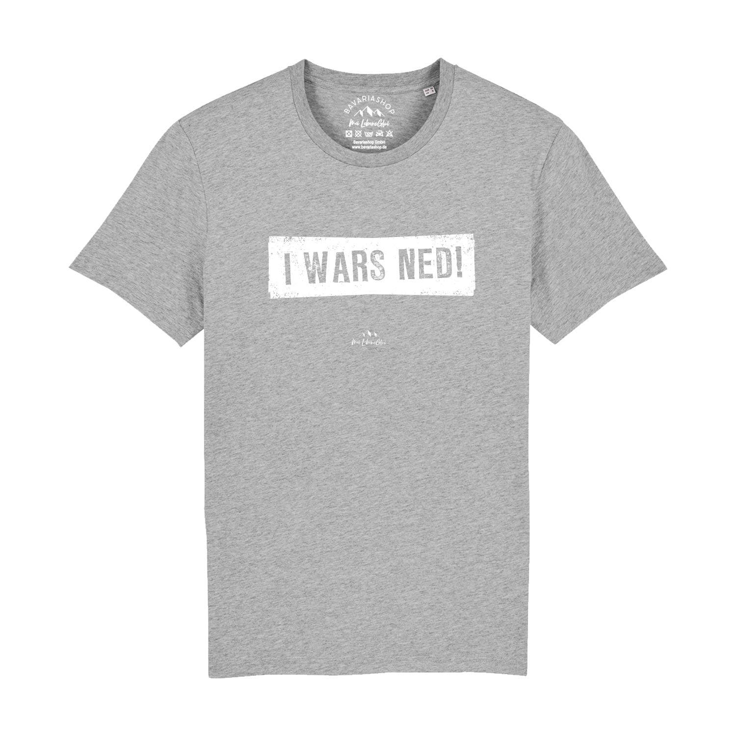 Herren T-Shirt mit bayerischem Schriftzug „I wars ned!“ auf der Brust, aus 100 % Bio-Baumwolle, digital bedruckt.
