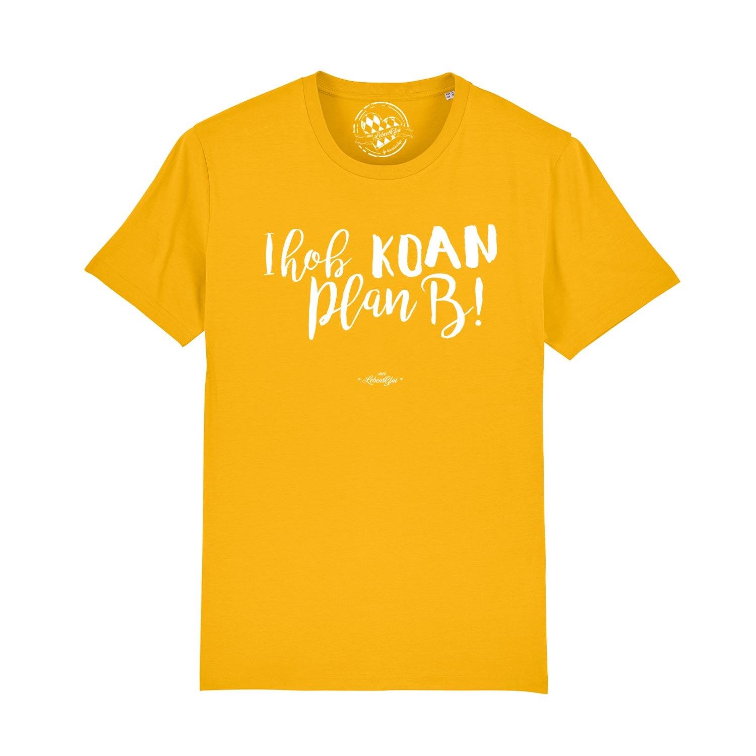 Herren T-Shirt mit Frontschriftzug „Koan Plan B...“, Rundhals, Kurzarm, aus 100 % Bio-Baumwolle.