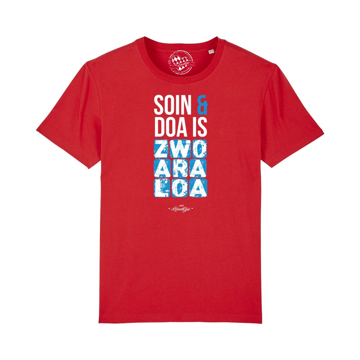 Schwarzes Herren T-Shirt mit weißem Aufdruck „Soin und doa“, Rundhalsausschnitt, Bio-Baumwolle, 180 g/m².