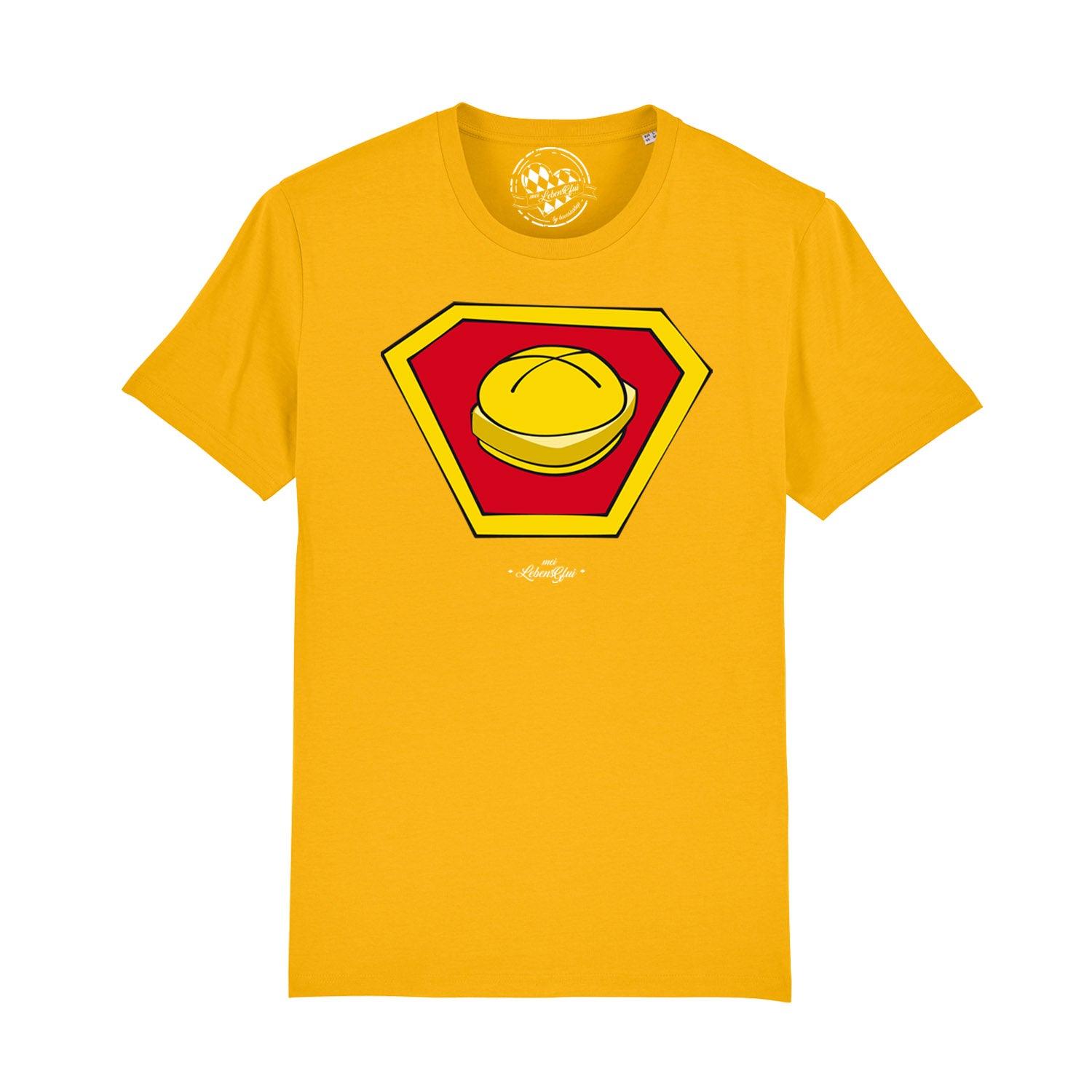 Schwarzes Herren-T-Shirt mit weißem Aufdruck "Super-Lewakaas", Rundhalsausschnitt, aus 100 % Bio-Baumwolle.