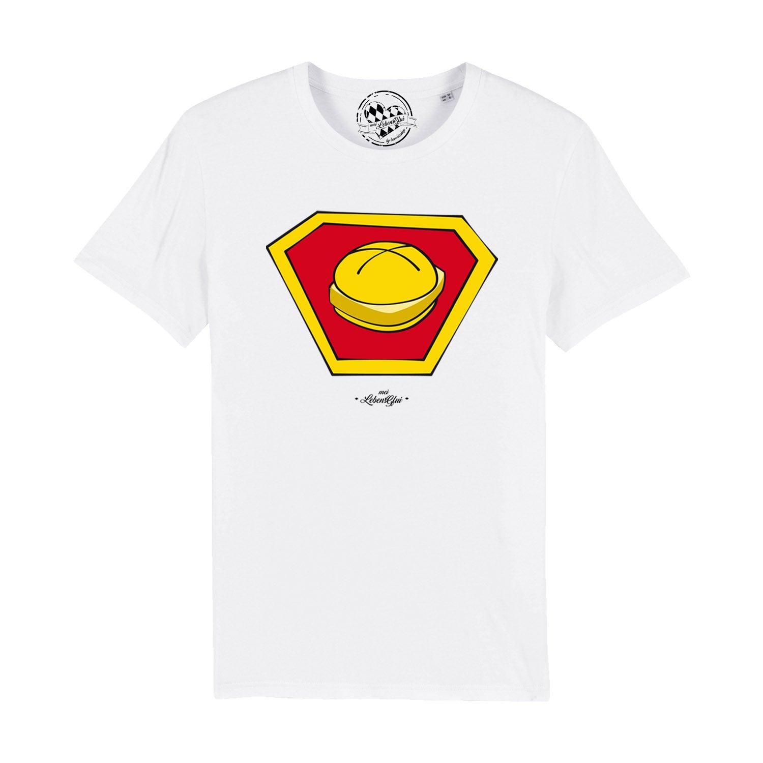 Schwarzes Herren-T-Shirt mit „Super-Lewakaas“-Schriftzug, Rundhals, aus 100 % Bio-Baumwolle, Digitaldruck.