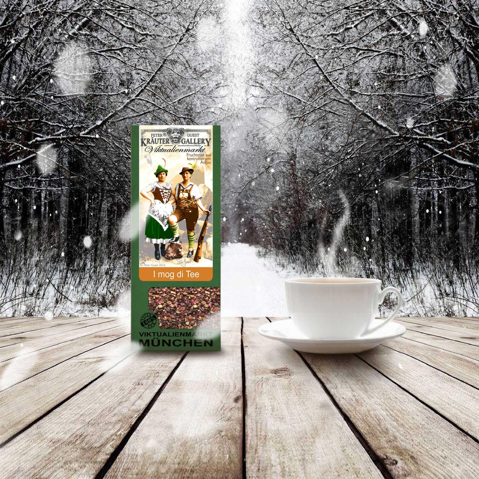 Bayerischer Früchtetee mit natürlichem Zitrusaroma, grobe Mischung aus getrockneten Fruchtstücken, 100 g Packung