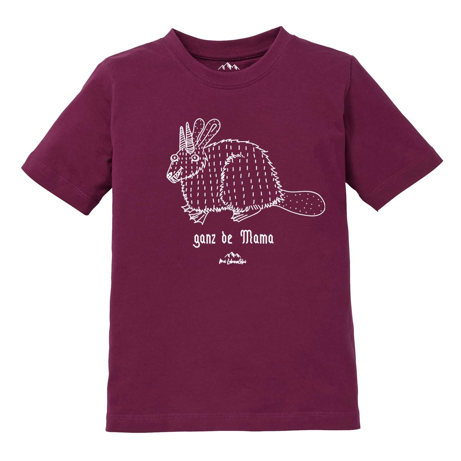 Kinder-T-Shirt mit Wolpertinger-Motiv und Schriftzug „Ganz de Mama“, aus Baumwolle mit hochwertigem Siebdruck.