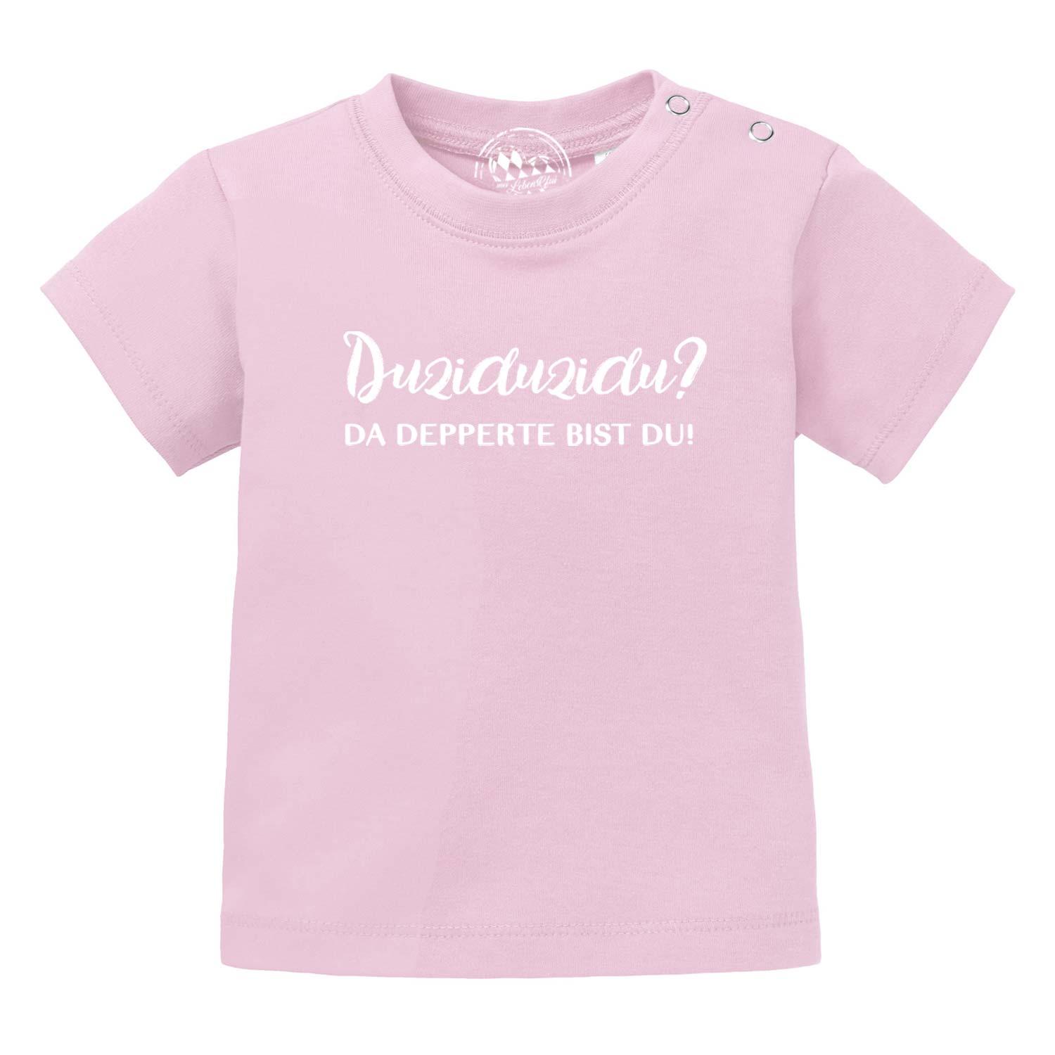 Baby T-Shirt Duziduzidu in Rosa mit lustigem Spruch und Druckknöpfen an der Schulter, weiche Bio-Baumwolle