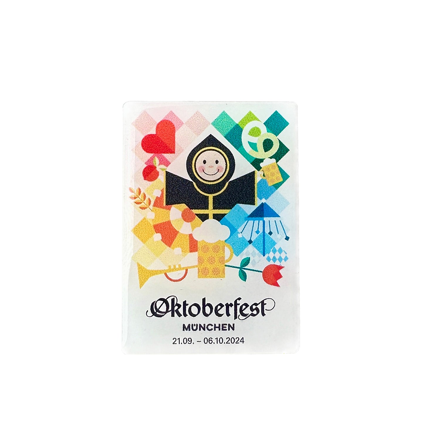 Metall-Pin mit München-Motiv und Aufschrift „Oktoberfest 2024“, offiziell lizenziert, ca. 2,7 x 3,8 cm.