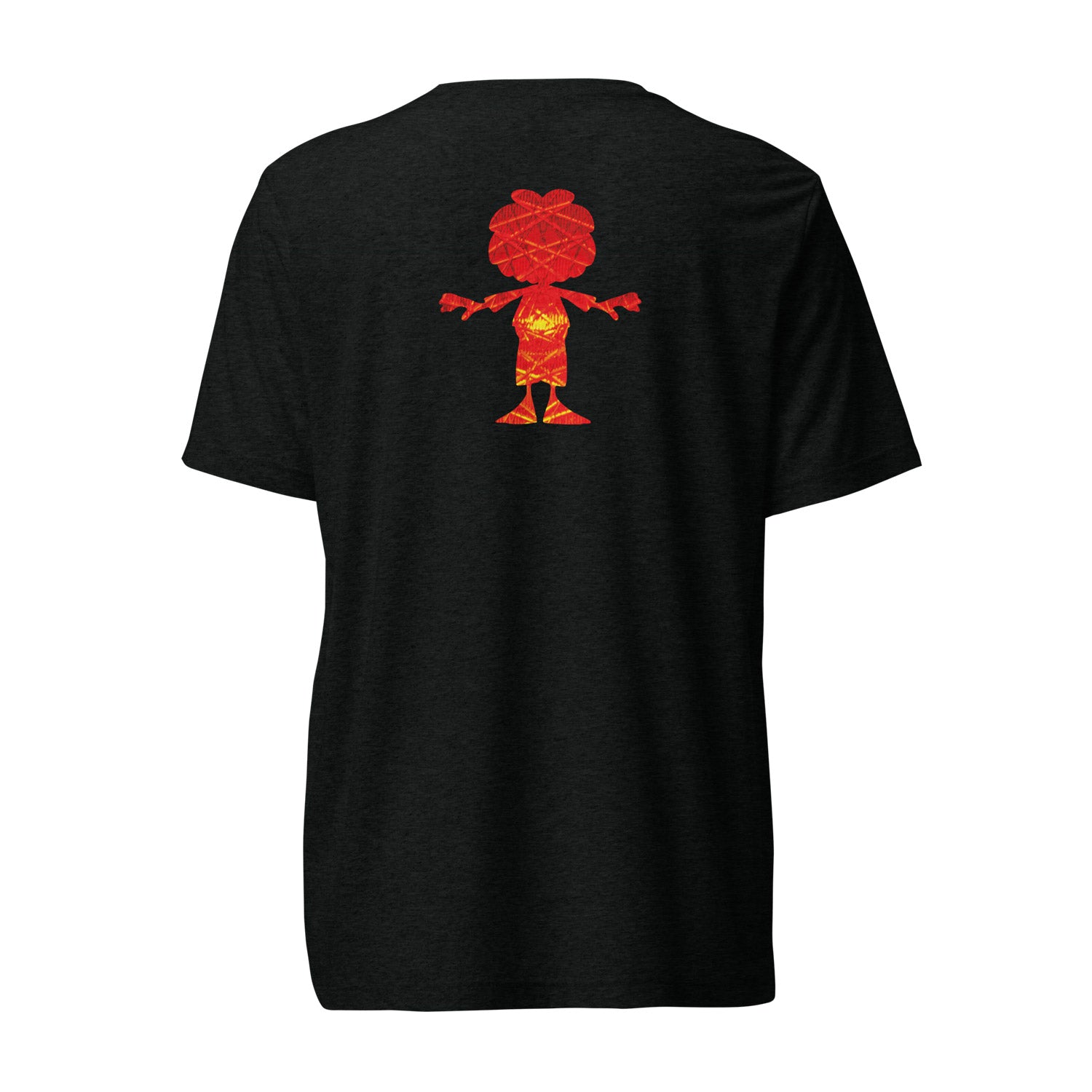 Schwarzes Pumuckl Herren T-Shirt mit Ampel-Motiv als Front- und Rückendruck, Sonderedition aus Bio-Baumwolle.